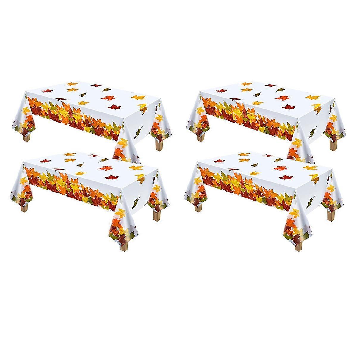 8X Thanksgiving Autumn Leaf Tablecloth Autumn Maple Leaf Tablecloth Waterproof Rectangular Plastic T