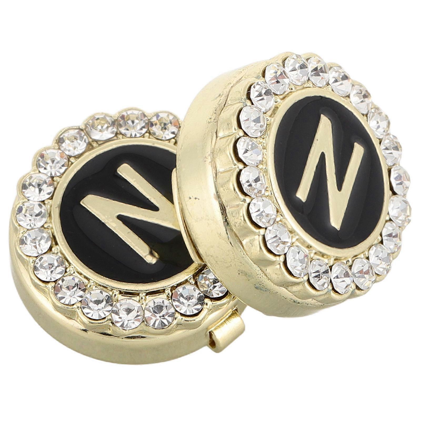 Tuxedo Shirt Buttons N Initial Alphabet Cufflinks Zinc Alloy Rhinestones Square Elegant Jewelry For Men Formal Wear 2Pcs