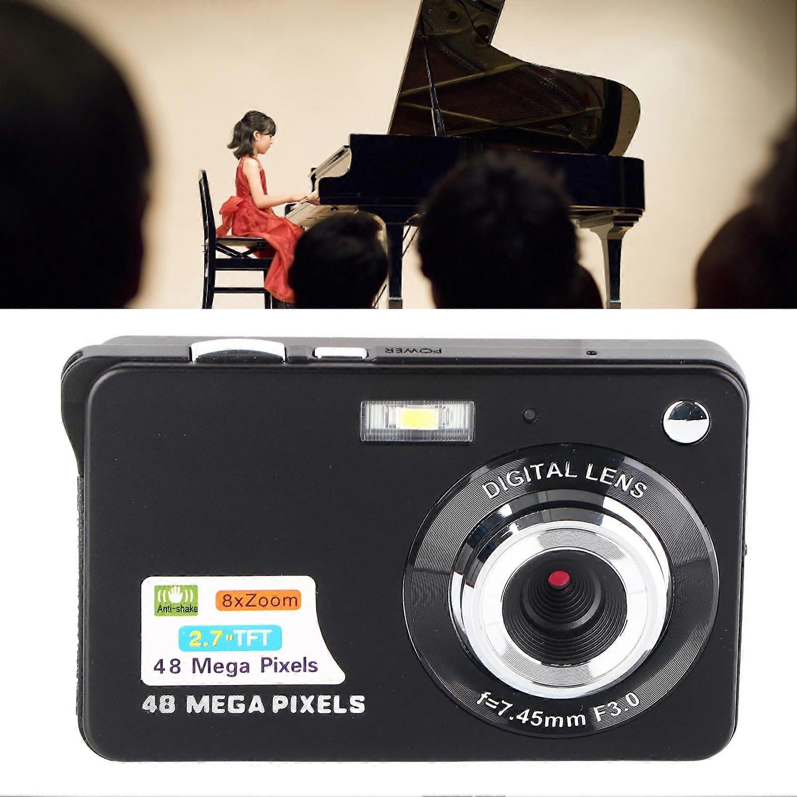 4K Digital Camera with 2.7-inch LCD Built-in Flash 48MP 8x Zoom Anti-Shake Pocket Camera for Photography Vlogging