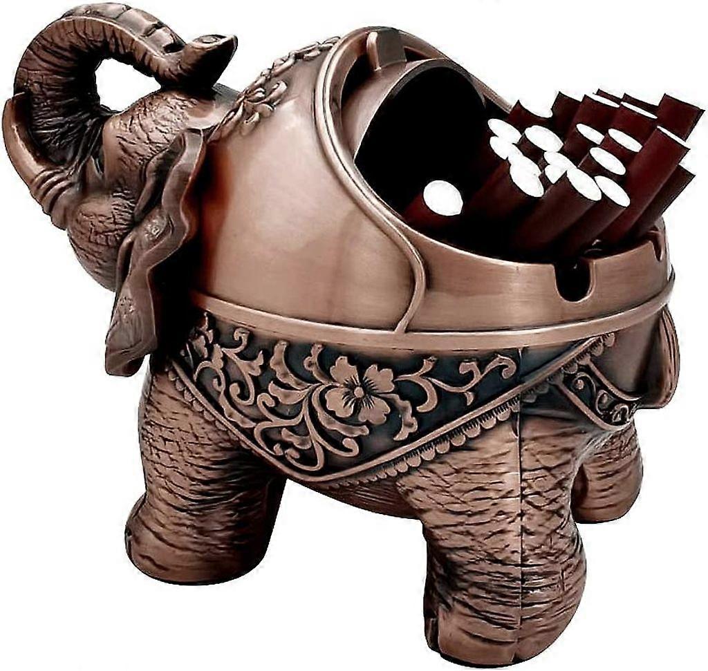 Metal Elephant Ashtray Windproof Green Patina