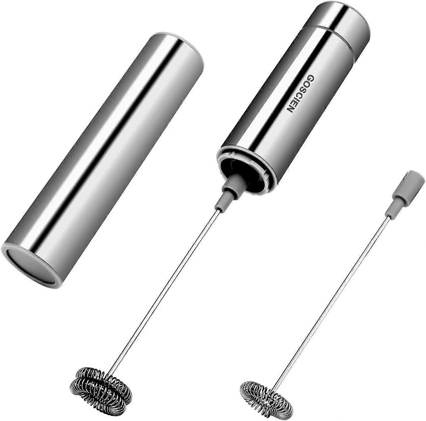 Handheld Milk Frother - Battery Operated with 2 Stainless Steel Whisks for Cappuccino, Latte & Coffee