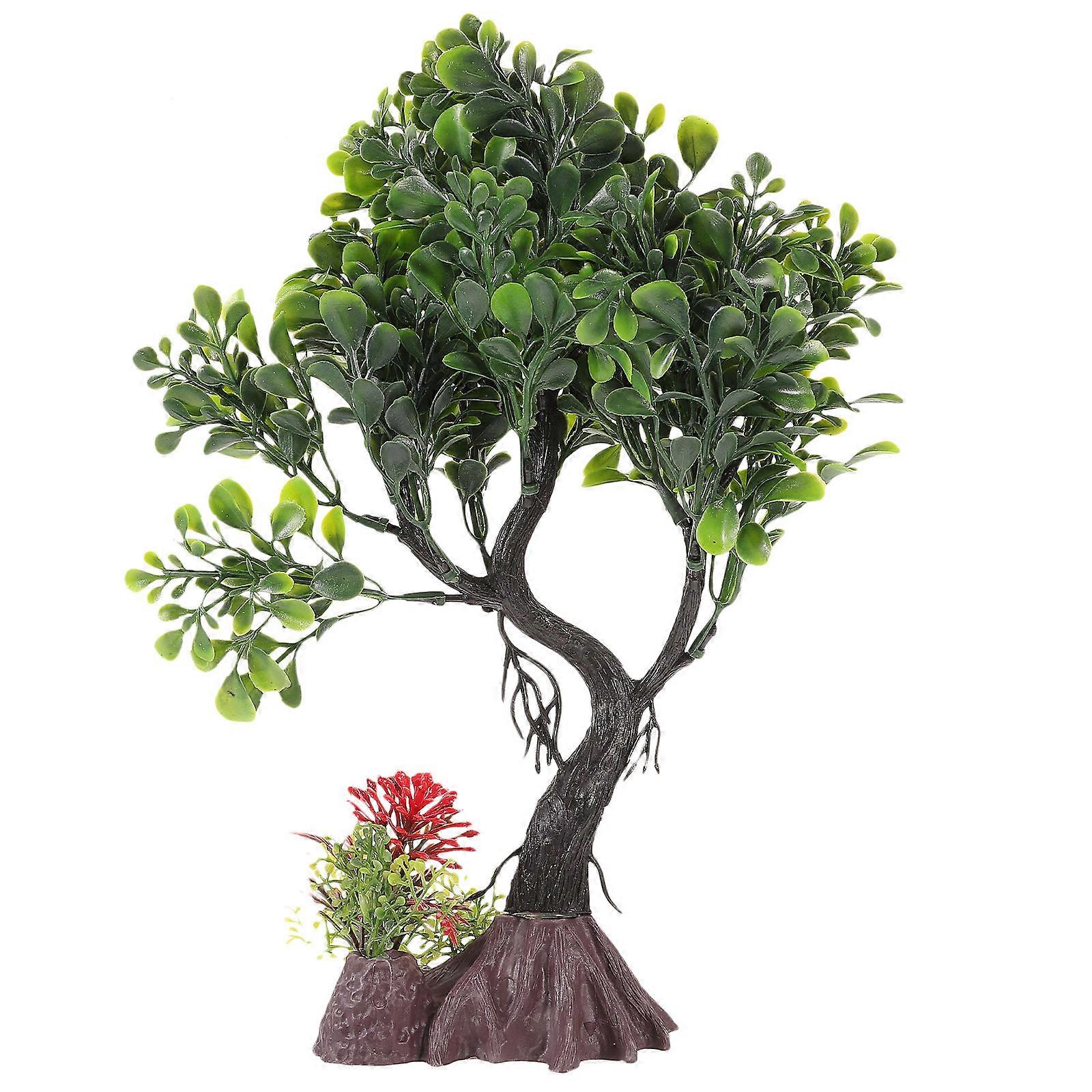 Artificial Fish Tank Plants Small Green Plastic Tree Ornament Aquarium Landscaping 1Set