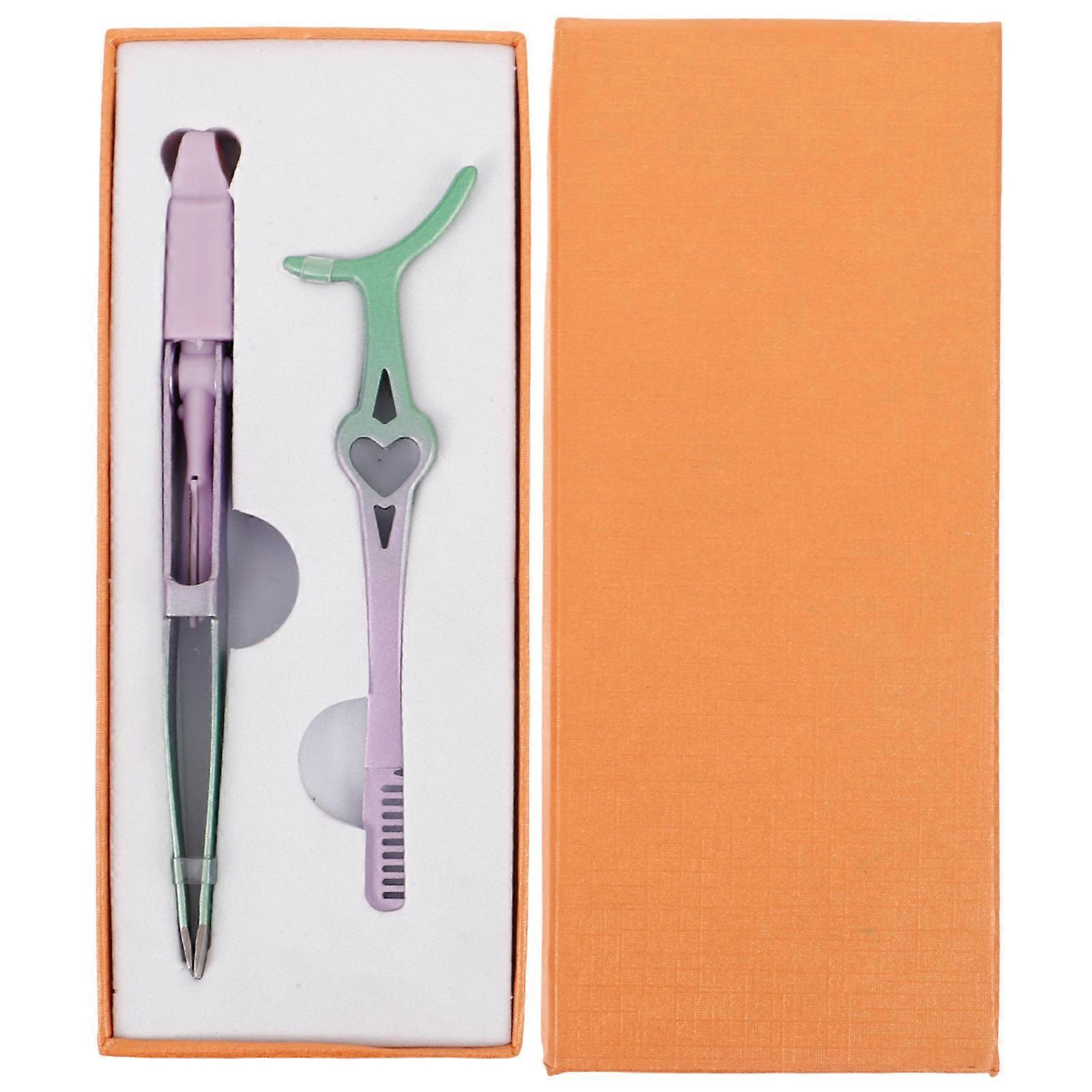 Stainless Steel Eyelash Applicator Tool with Tweezers, Comb, and for Eyebrow Grooming
