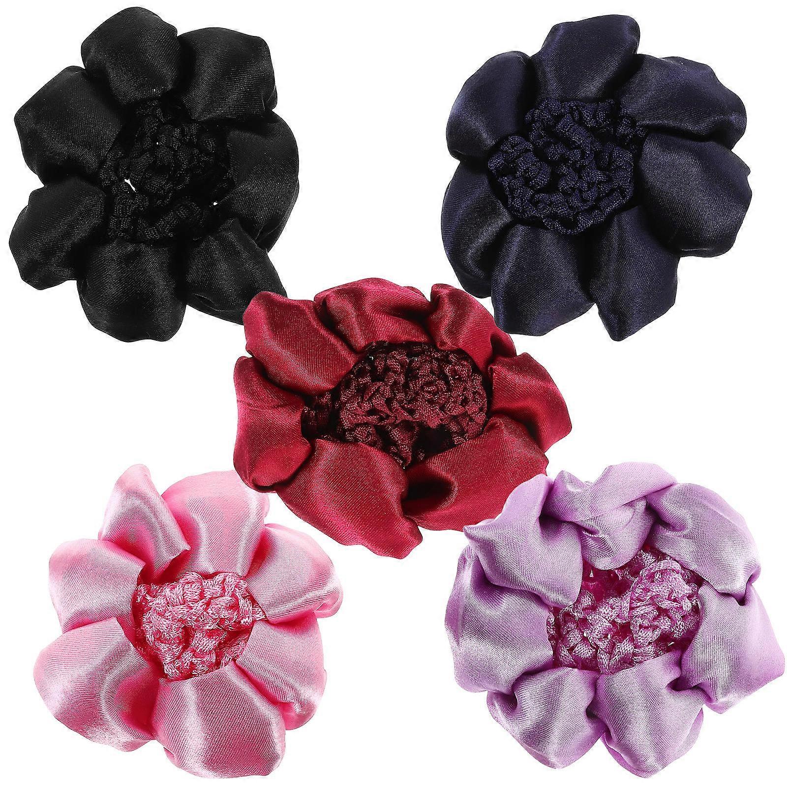 Elastic Girl Hairnets For Dancers Holding Hair Bun In Assorted Color 5Pcs Perfect For Performance Occasions