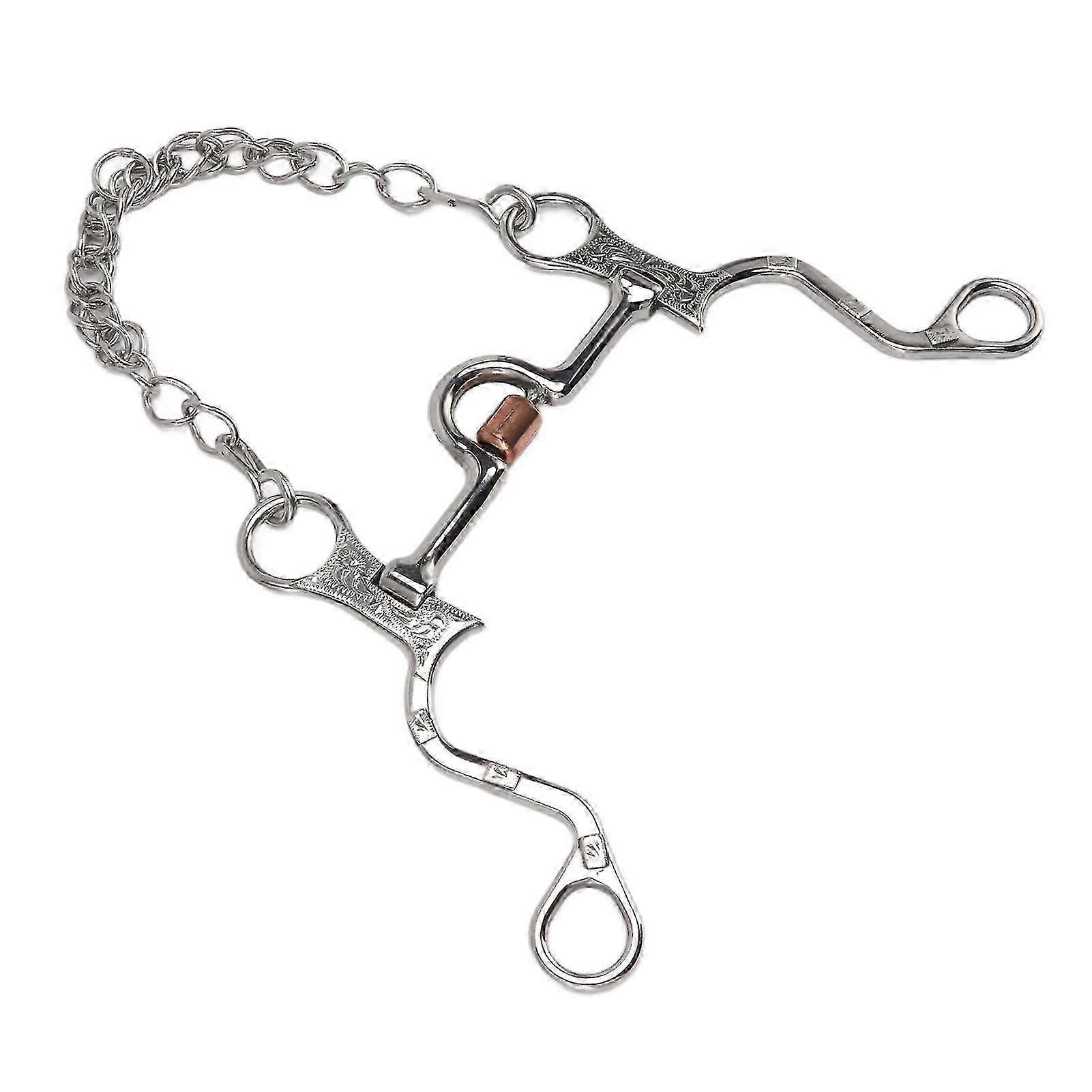 Stainless Steel Horse Bit - 120mm Horse Mouth Snaffle With Chain For Equestrian Training