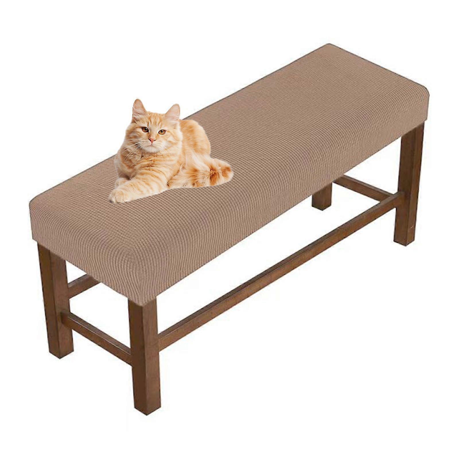 Rectangular Dining Bench Cover, Stretchable Seat Protector, Washable Dustproof Cushion Cover, Khaki, 60-90cm/23.62-35.43in