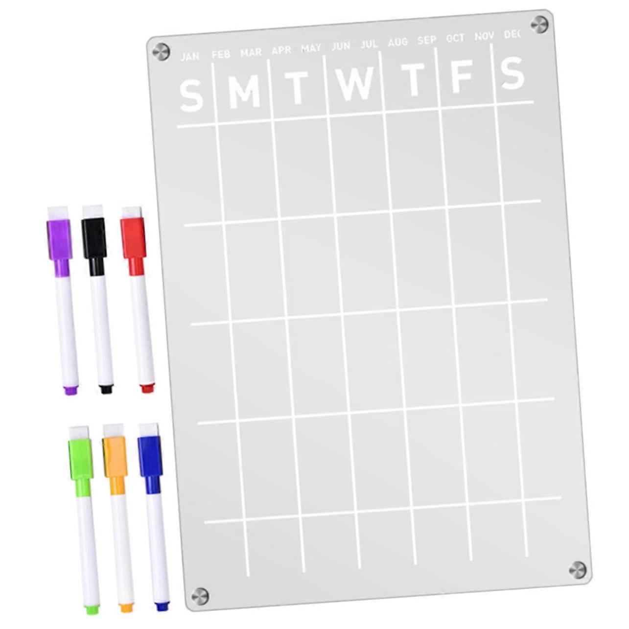1 Piece Magnetic Acrylic Weekly Planner Whiteboard for Refrigerator, Wipeable Notes Shopping List