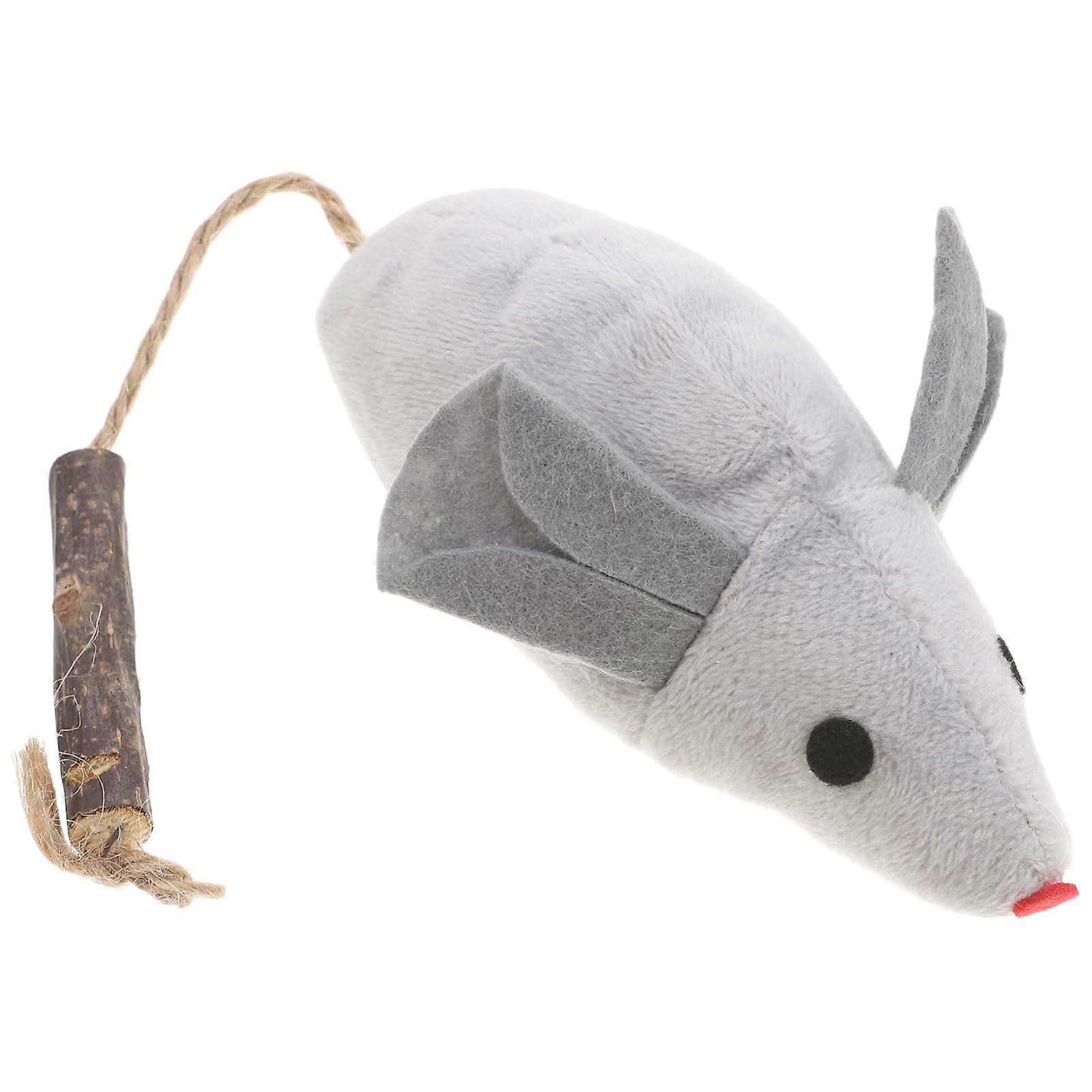 Catnip Mouse Toy, Interactive Cat Toy For Cats, Grey Polygonum Wood