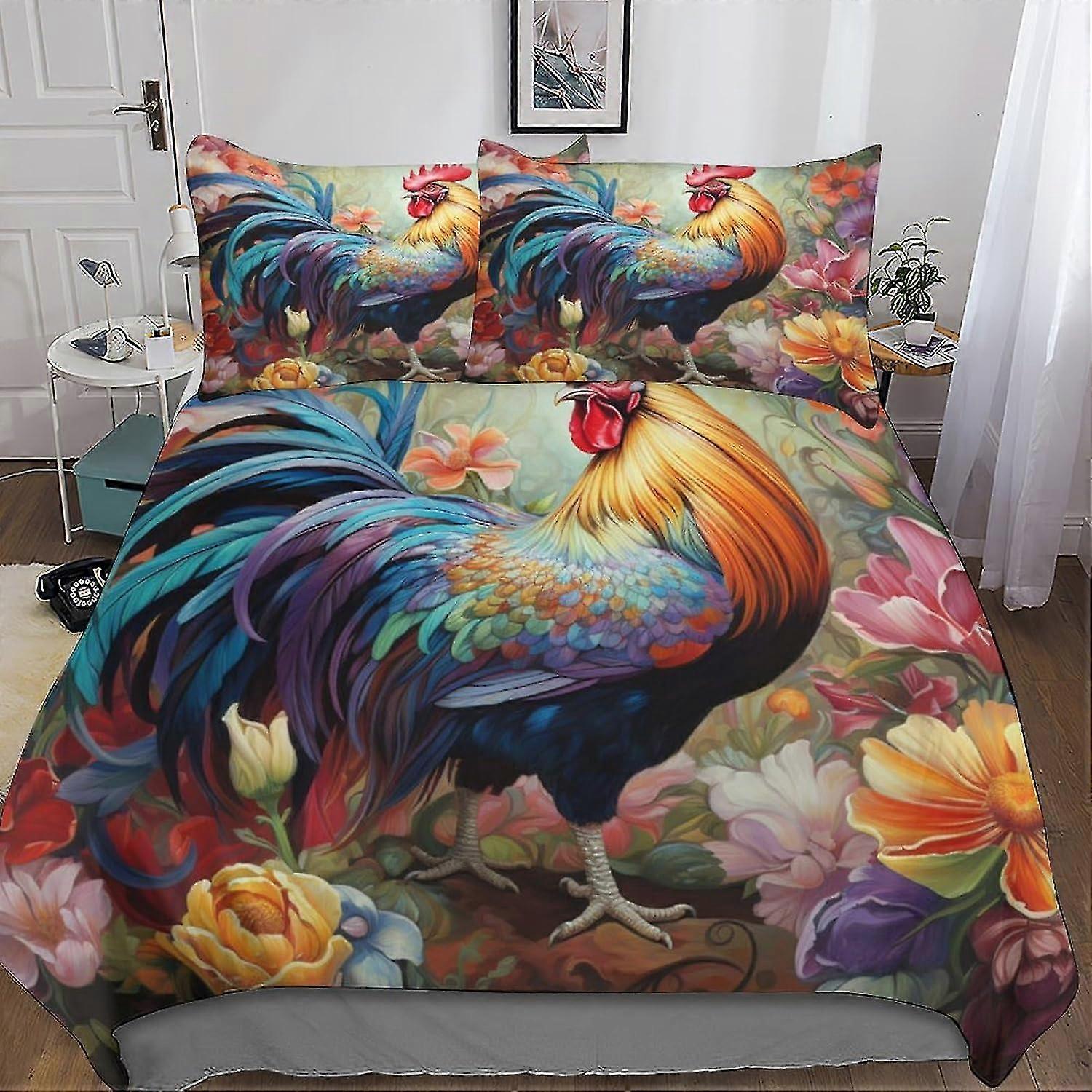 3D Animal Print Duvet Cover Bedding Set for Soft Microfiber with Zipper Closure, 3 Piece