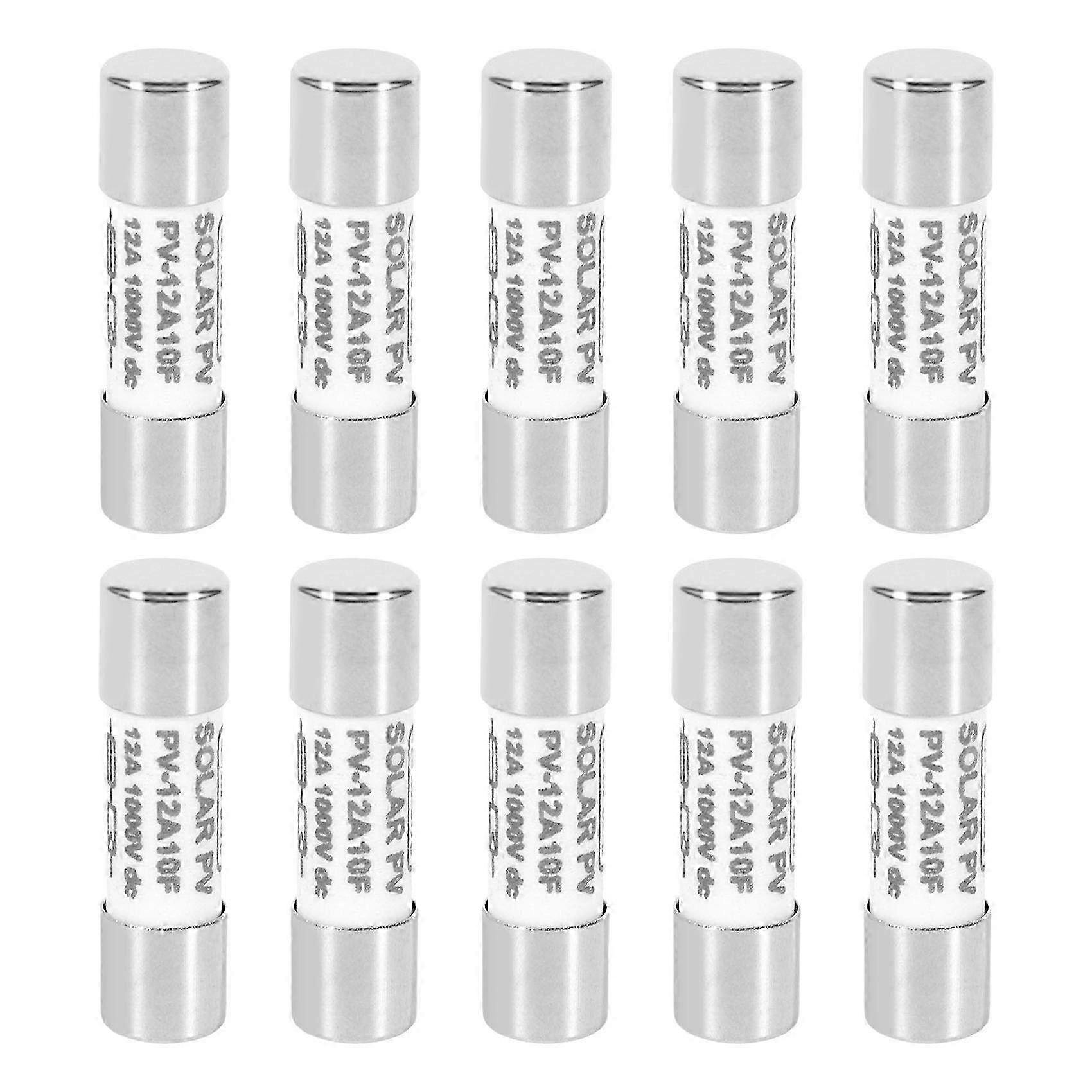 10 Pcs 1000V Solar PV Explosion-proof Fuses Silver Plated 12A for Solar Panel Systems