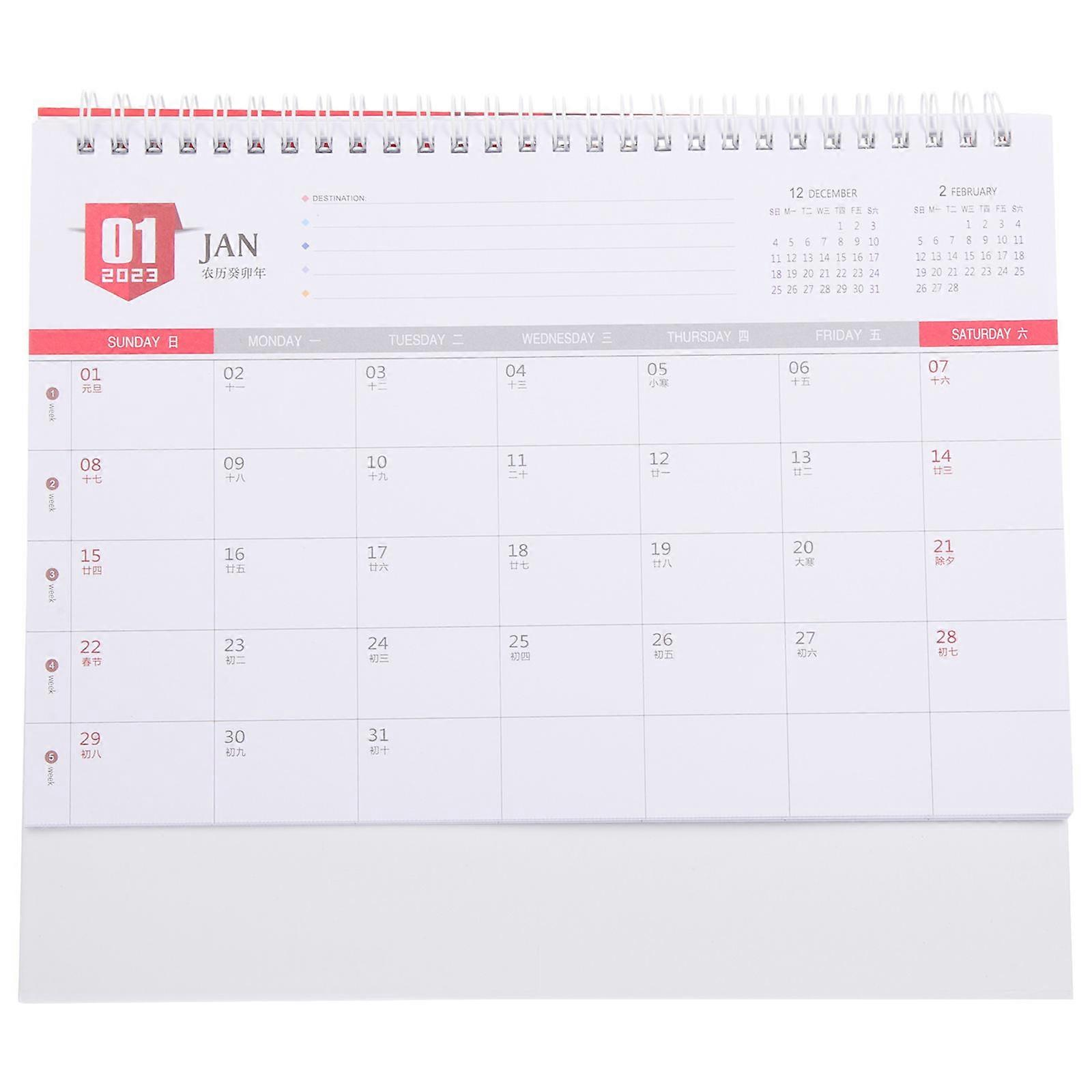 Small Desktop Calendar Students 25.5X19.3X8CM Memo Writing 1Set