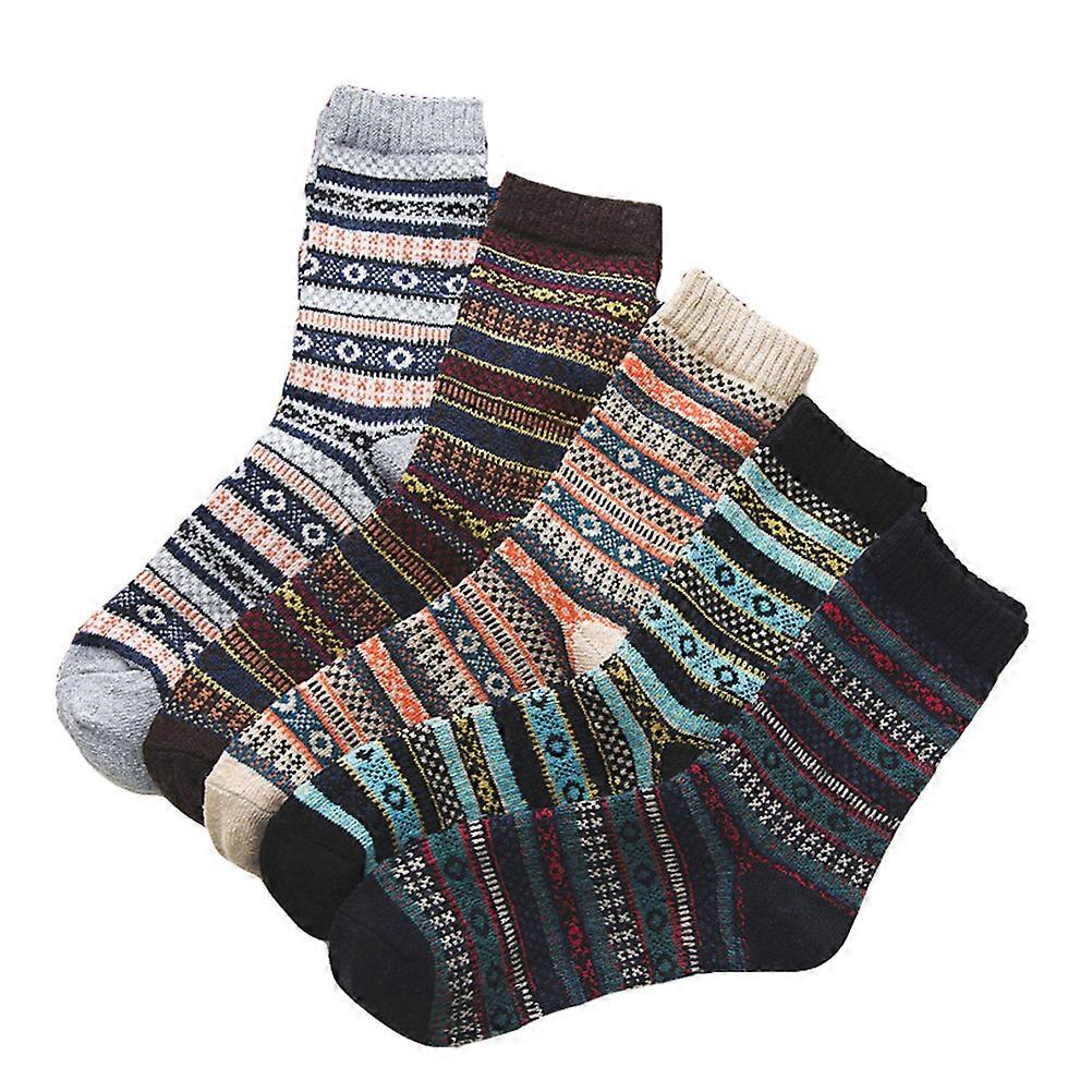 Men Vintage Socks Wool Blend Warm Socks for Men Winter Outdoor Use Assorted .6x3.5x0.4in 5Pairs