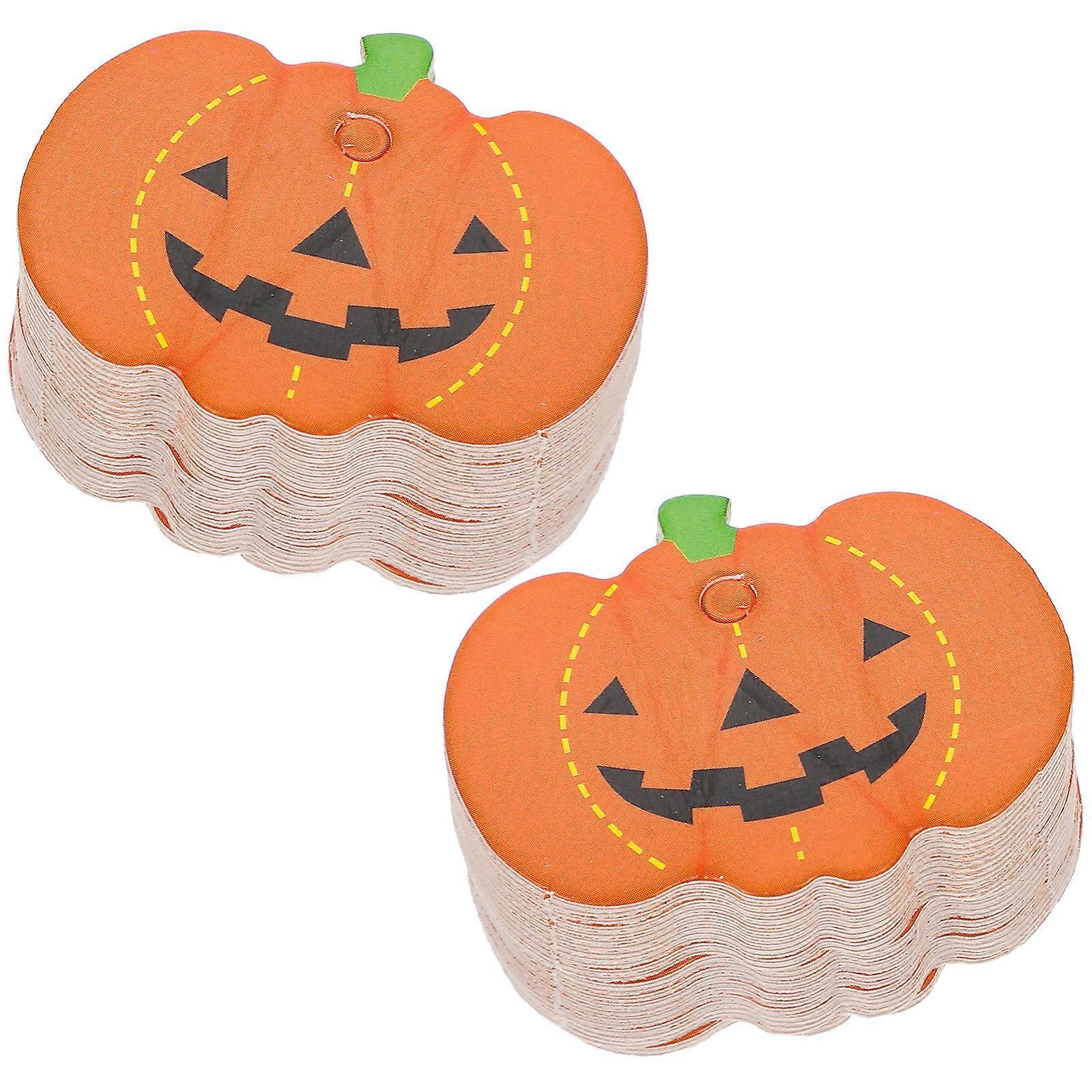 Pumpkin Shape Paper Labels With String For DIY Projects And Candy Decoration Halloween Theme 100Pcs