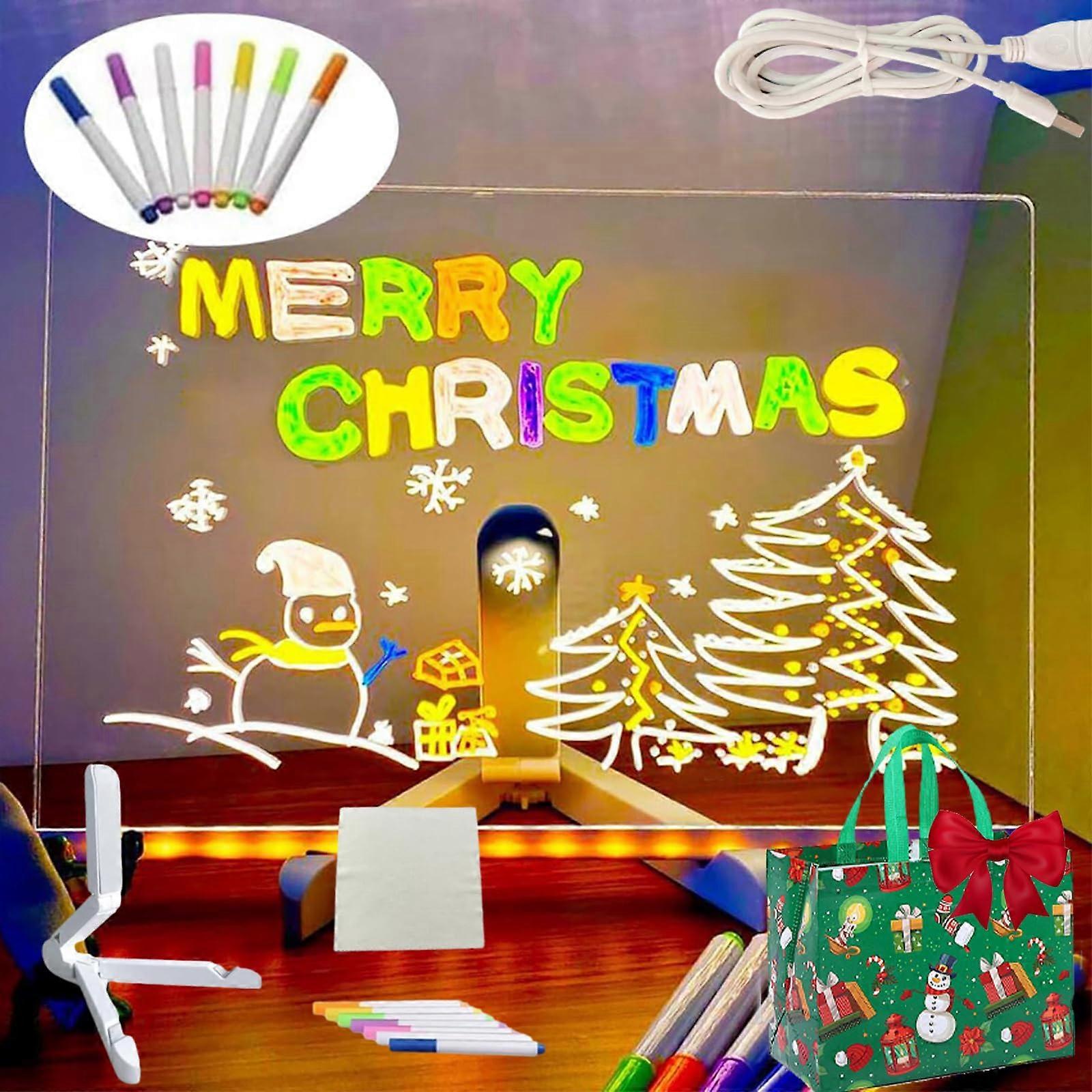 Kivvy Magic Board with 7 Colours Pen and Stand, LED Note Board (7.9 x 7.9 Inches)