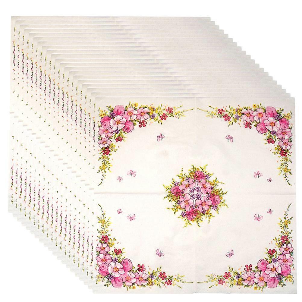 Disposable Napkins Flower Printed Napkins for Party Use 100Pcs Pack
