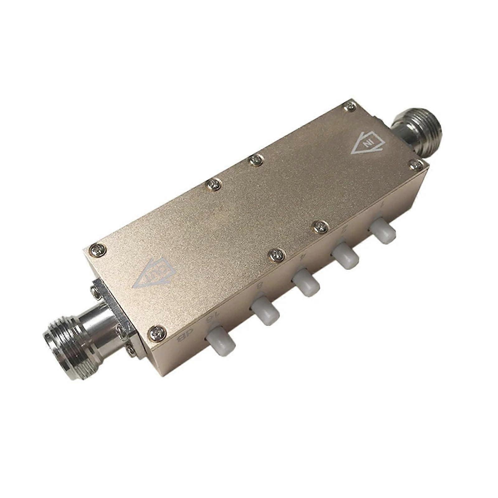 030 dB HF step attenuator, DC3 GHz 5 W N male to male connector, adjustable attenuator connection, 5 button presses