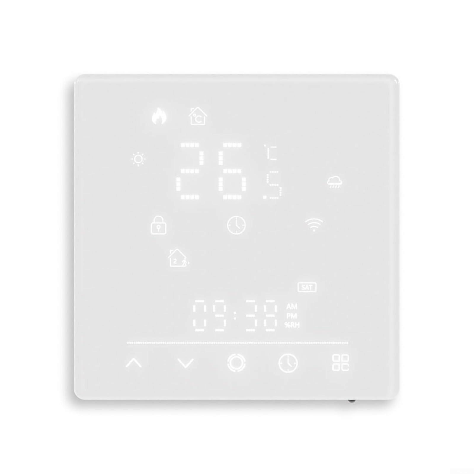 Smart WiFi Floor Heating Thermostat Touchscreen Temperature Controller with Integrated Weather Station and Programmable Features