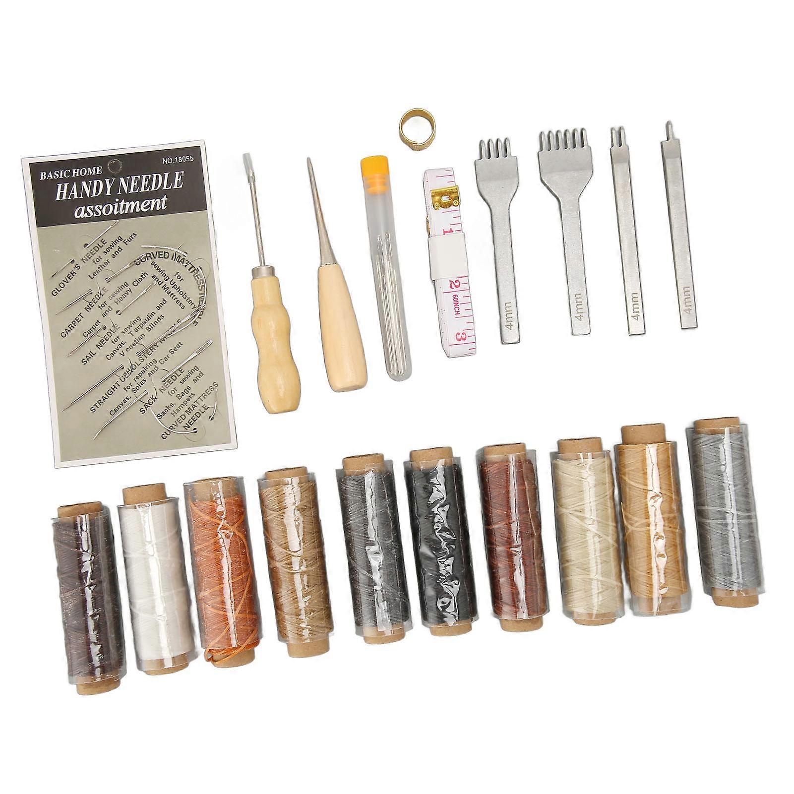 Leather Sewing Kit Leather Working Supplies with Pointed Waxed Thread Stitching Slot for DIY Craft