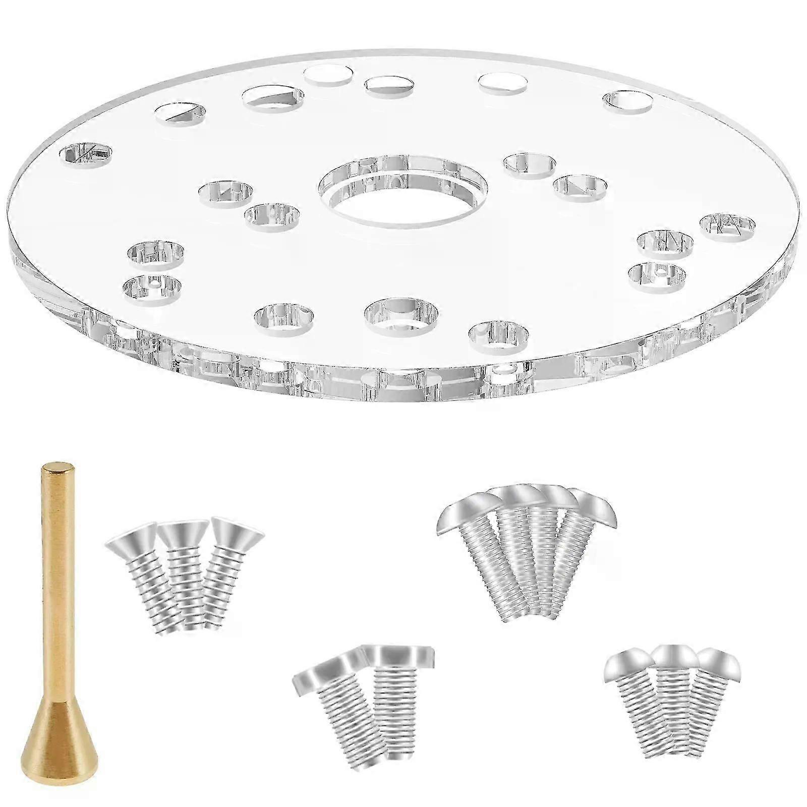 65inch Acrylic Trimming Router Base Plate with Centering Pin&Screw Universal Round Router Base Board Woodworking Auxiliary Tool