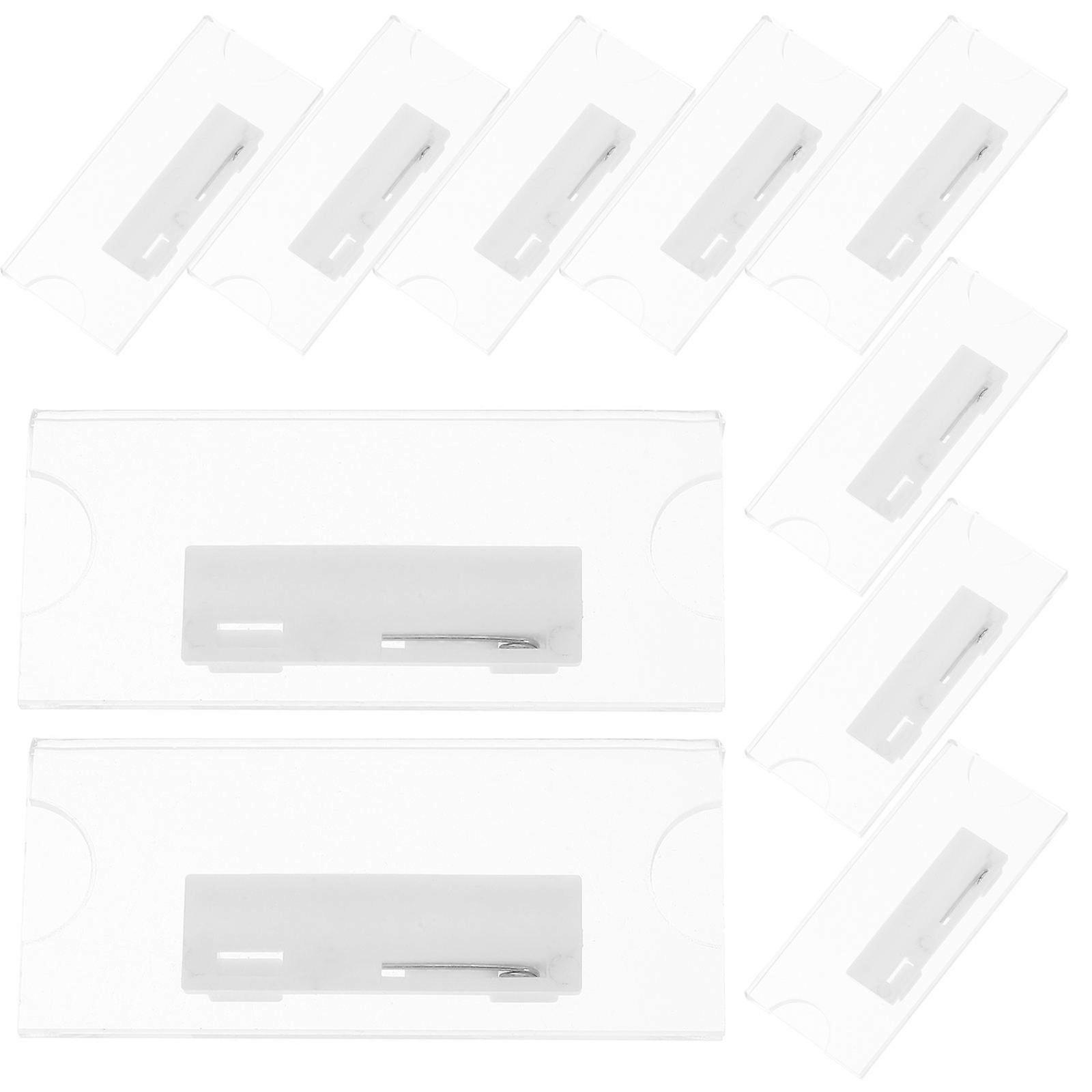 Pin Badge Holder Name Card Cases Employees Students 2.75X1.18X0.31in Iron 10Pcs