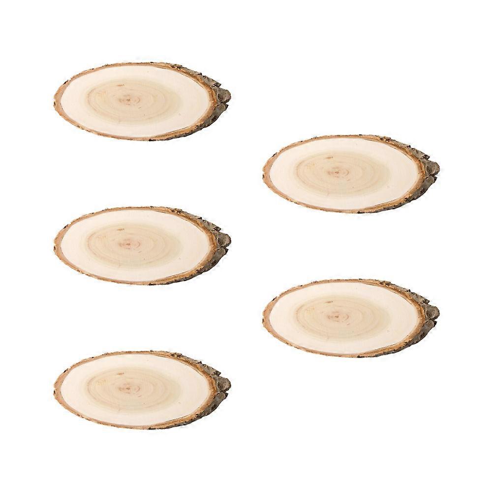 Rustic Decor Unfinished Wood Sign Oval Wood Plaque Kids Families Diy Drawing Display Message Board Pendant 5Pcs