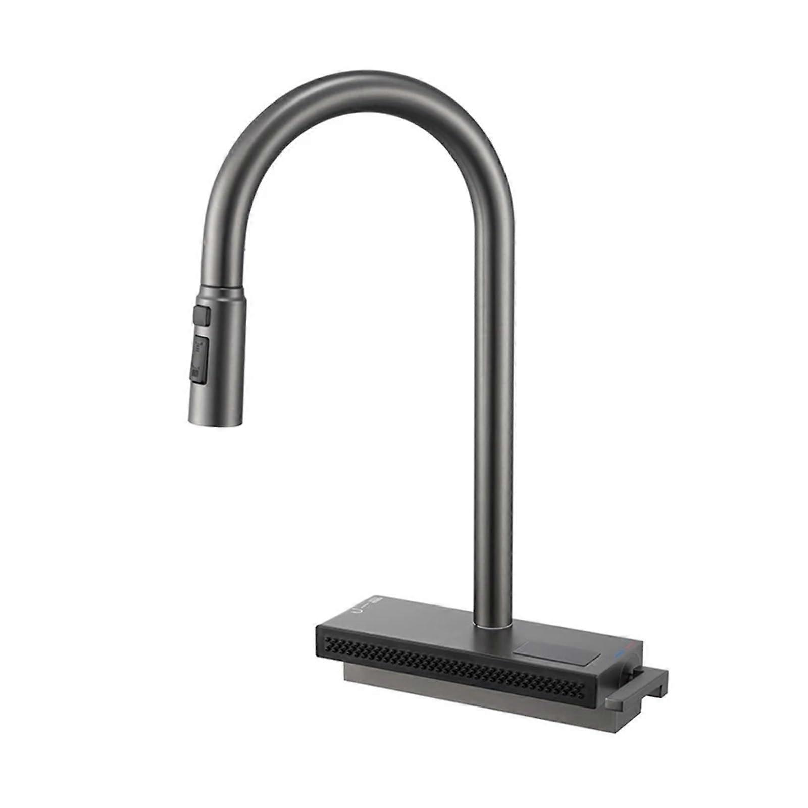 White Kitchen Faucet Temperature Display Hot And Cold Water Compatible Pull-Out Deck-Mounted Sink Faucet