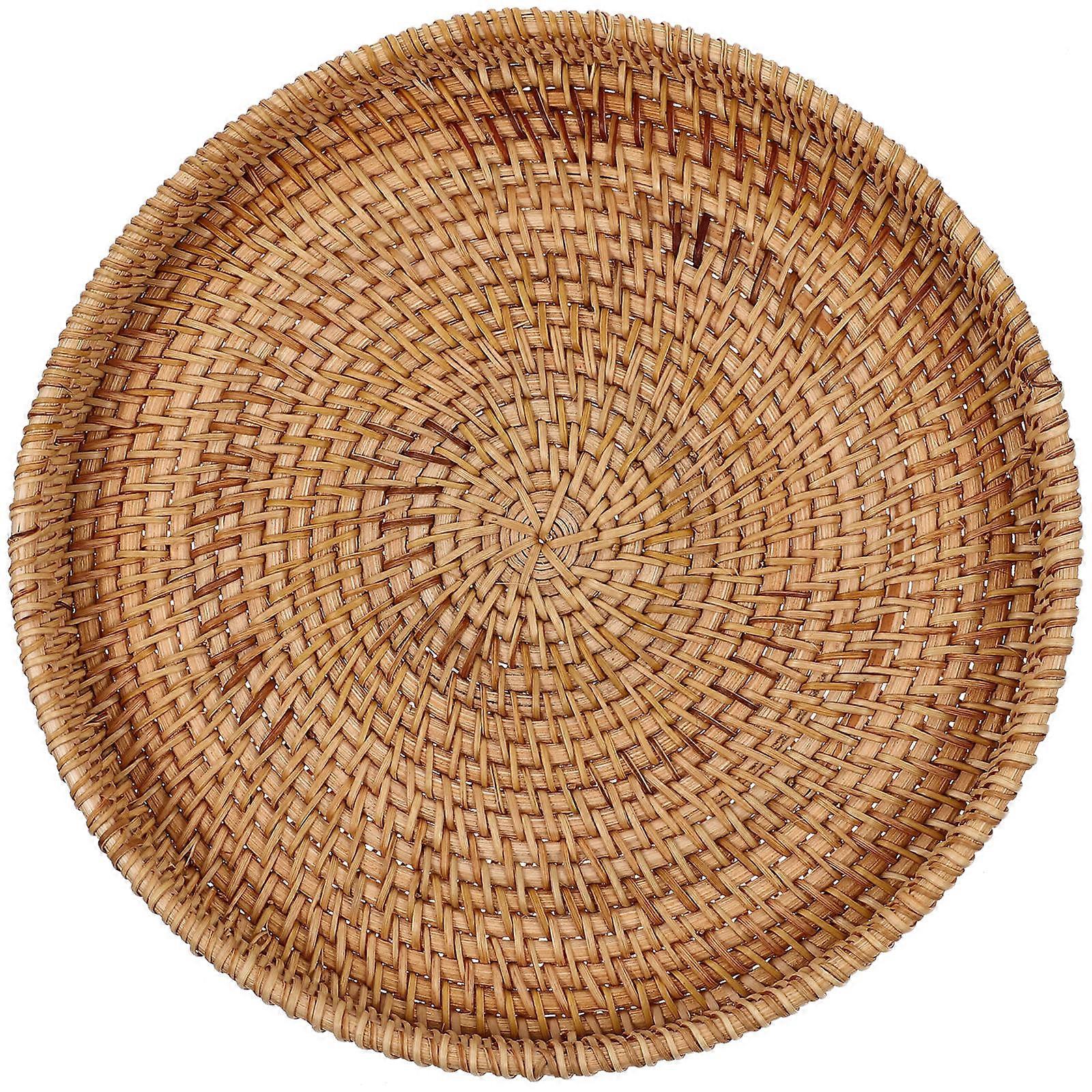 Light Brown Rattan Storage Tray for Fruits Desserts and Snacks 1 Piece Multi Functional