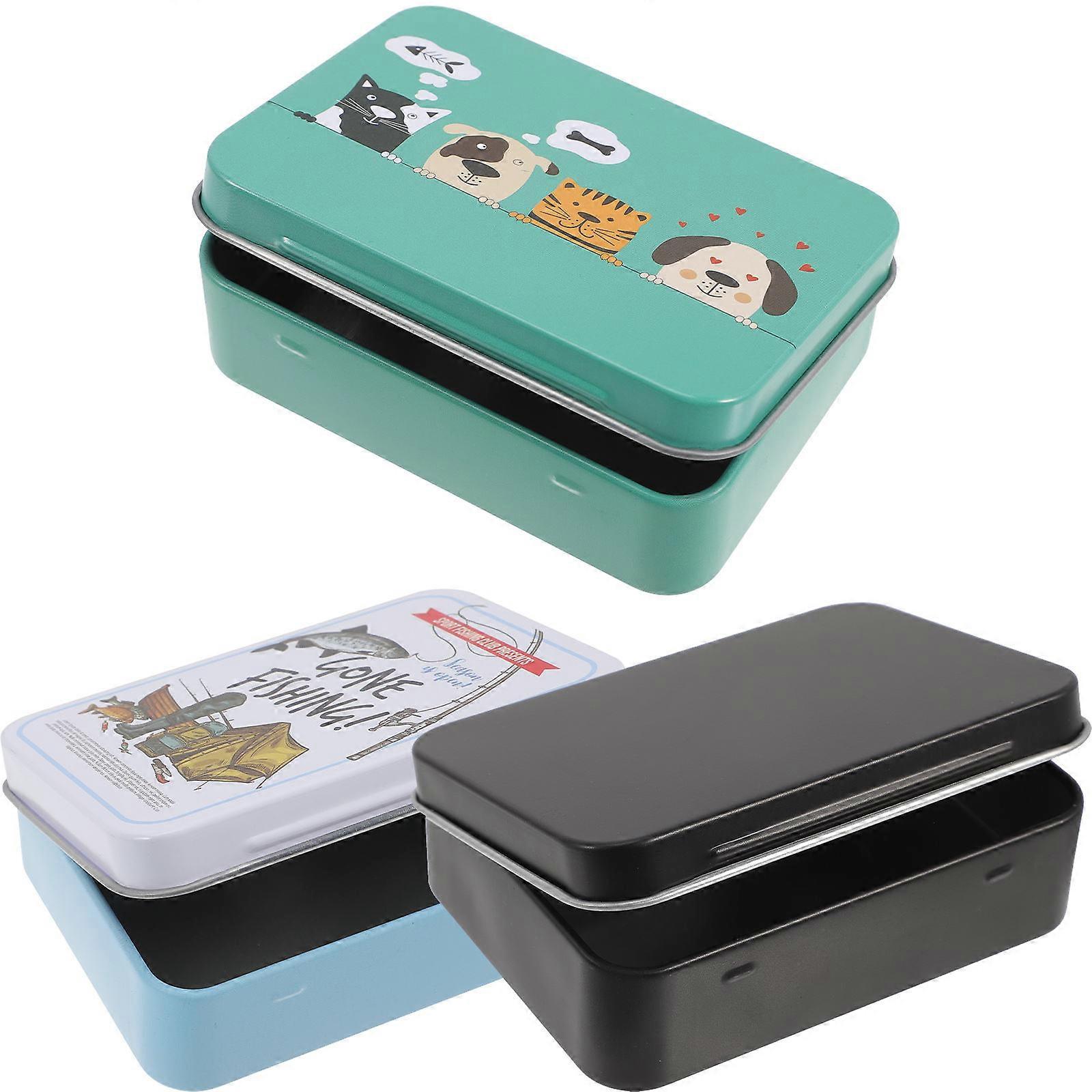 Deck Cards Holder Plaything Cards Box For Small Items Storage Rectangular Style With Hinged Lid 3Pcs