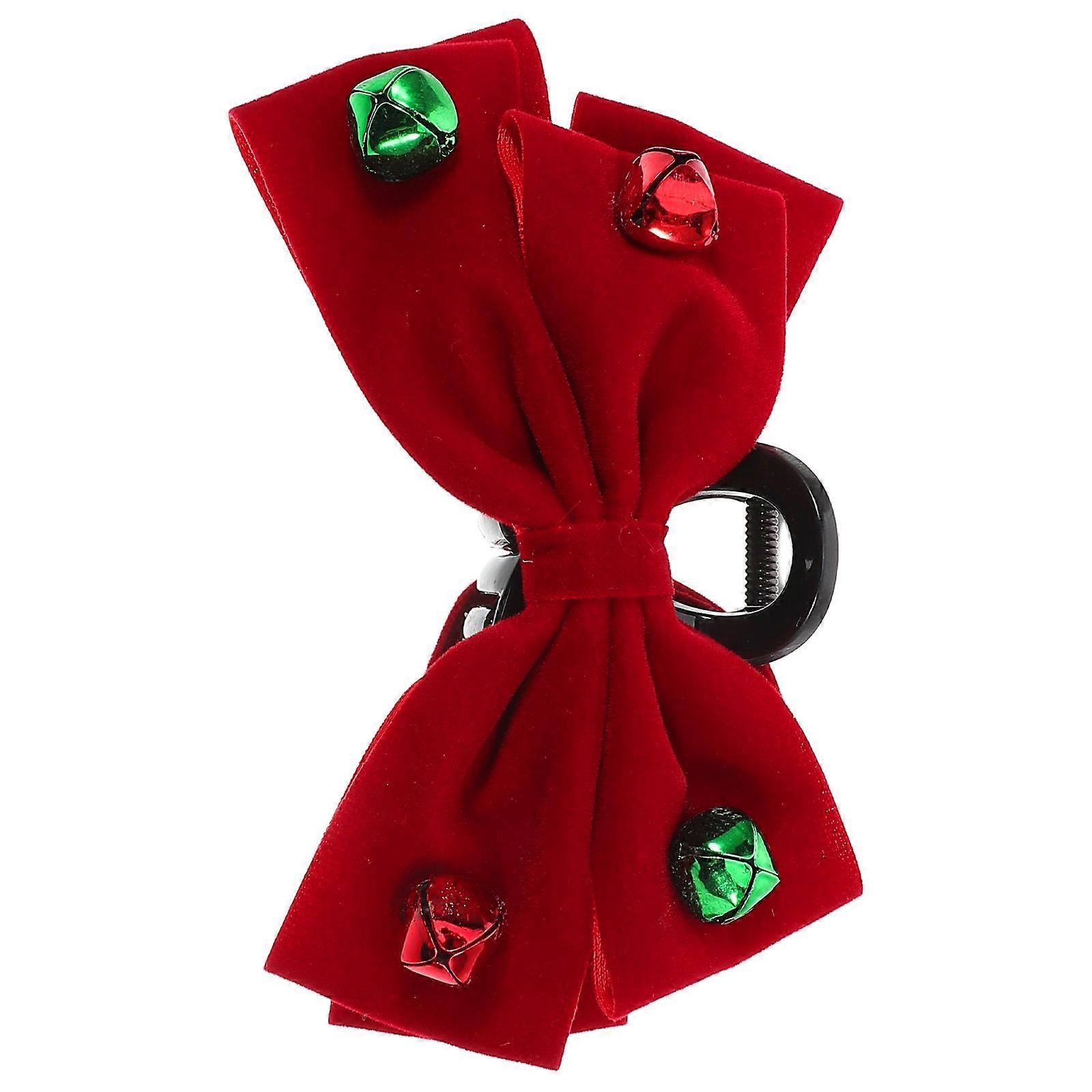 Elegant Bell Themed Hair Clip for Women in Dark Red Velvet Hold and Comfortable Wear 4.5 Inches