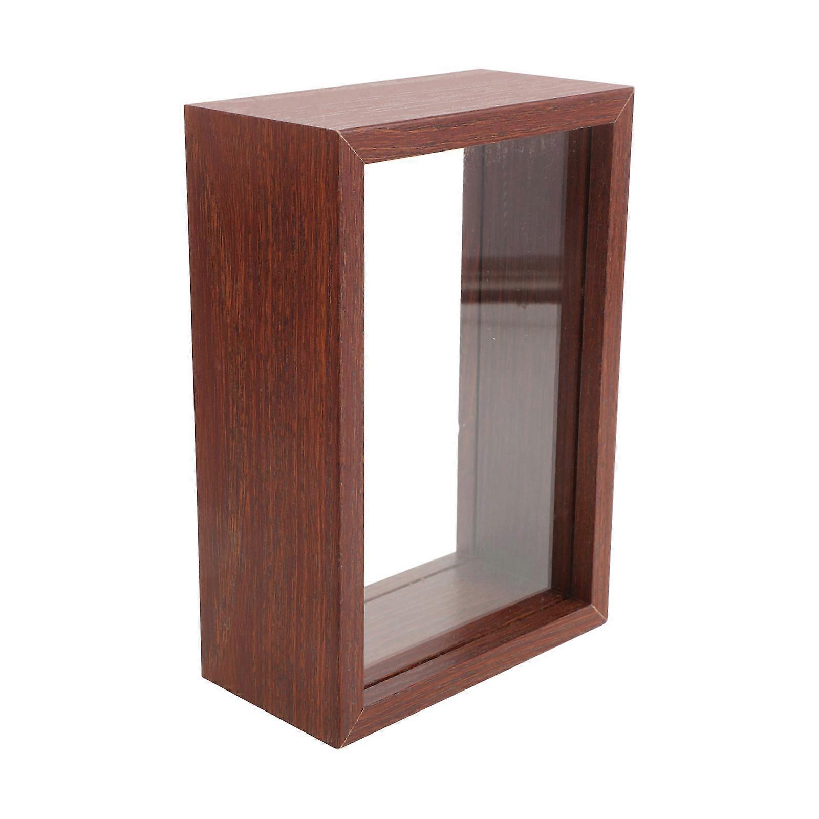 Dark Red Wooden Dried Flower Frame for Decoration Multifunctional Display Wall Mountable Lightweight Photo Storage Box