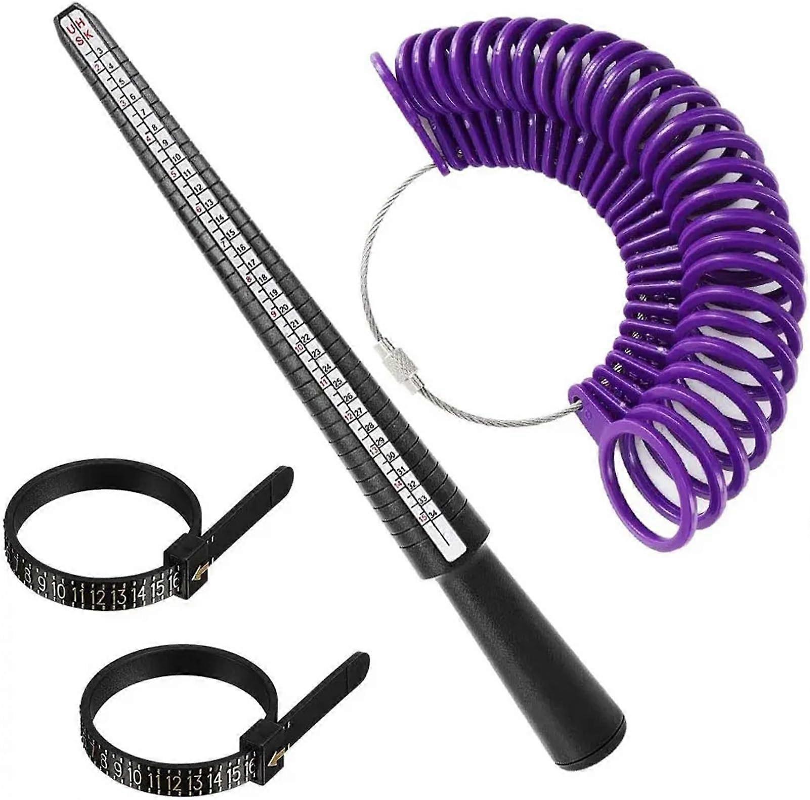 Ring size measuring tool – Ring mandrel and sizing gauge made of plastic for jewelry making (Purple Ring Gauge)