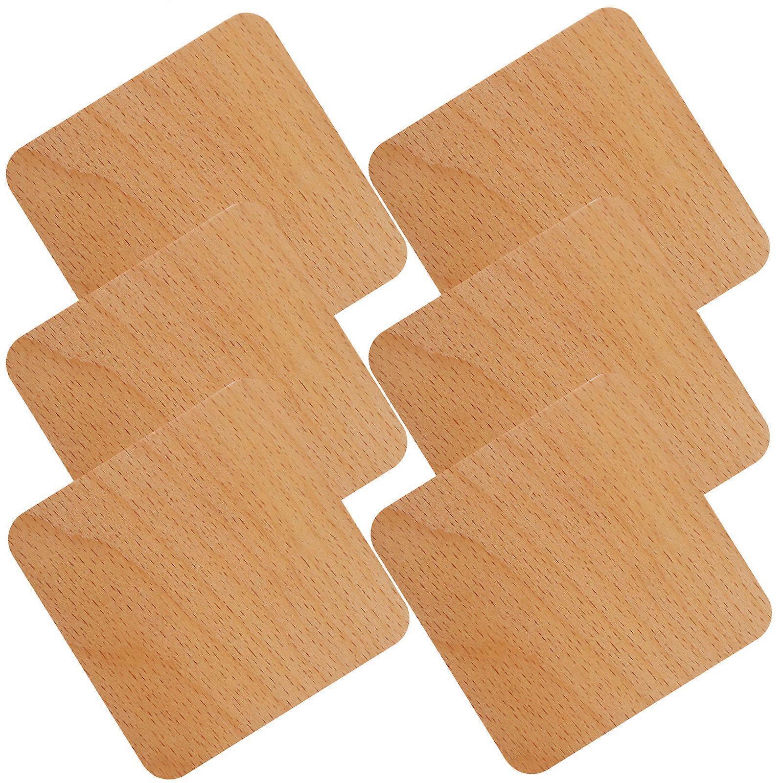 Wooden Cup Mats Insulation Coasters Simple Design Home Use Beech Wood 6Pcs