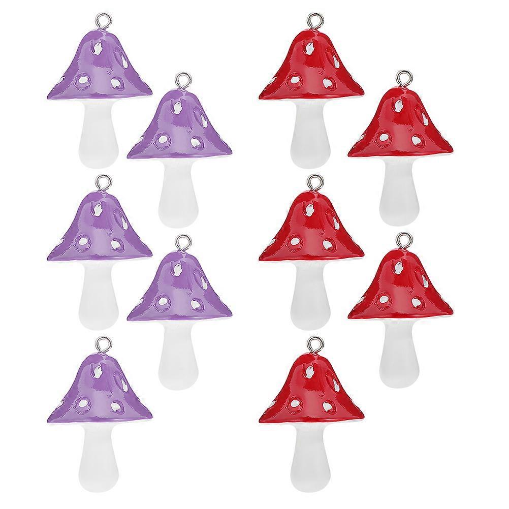 Mini Mushroom Pendants 10Pcs Assorted Color Charms for Jewelry Making DIY Projects Compact and Easy to Carry