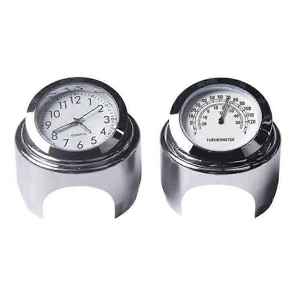 Universal 25mm Waterproof motorcycle Bike Handlebar Mount Clock Thermometer