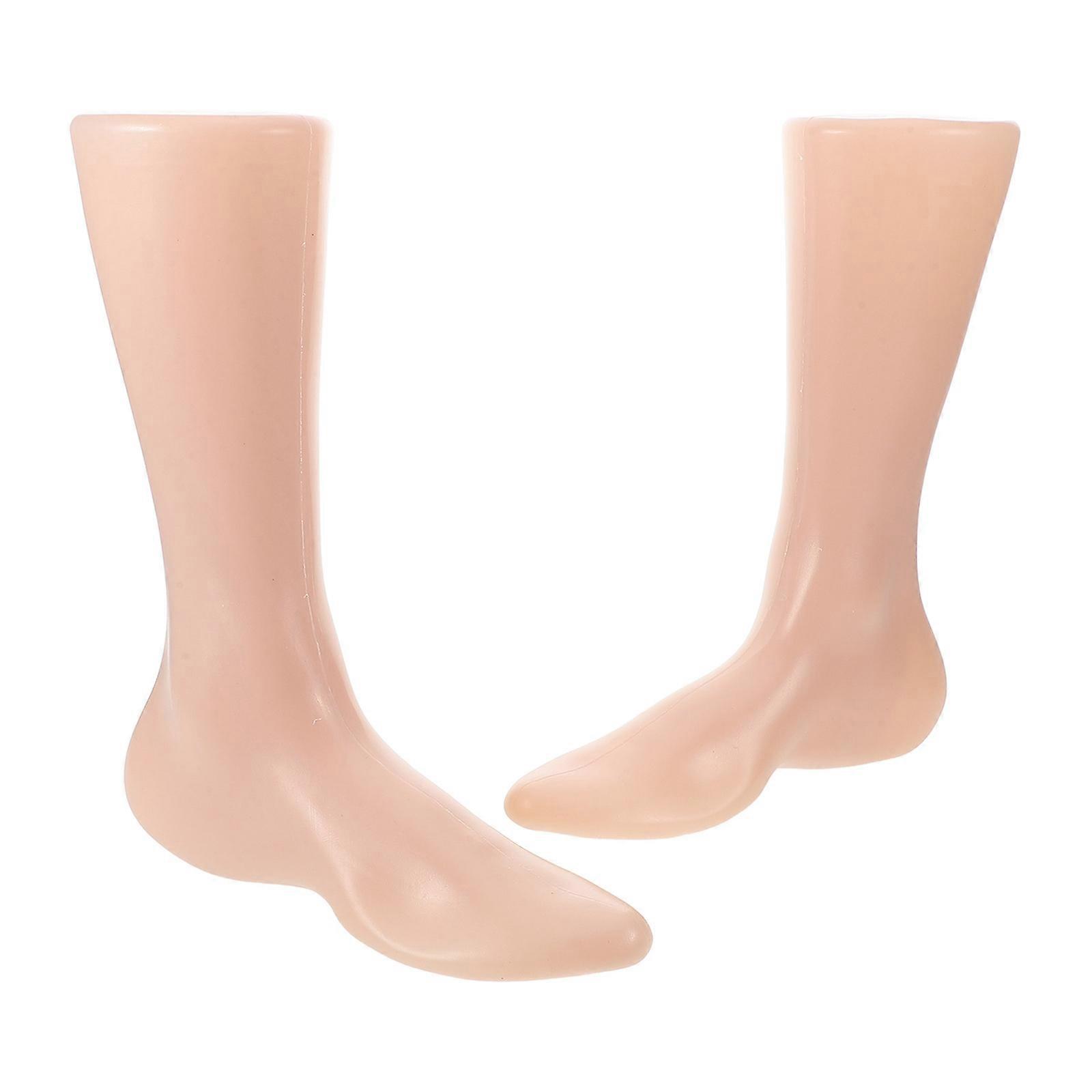 Beige Plastic Foot Mannequin for Socks Display with Realistic Design and Durability 2pcs Adult Male Style