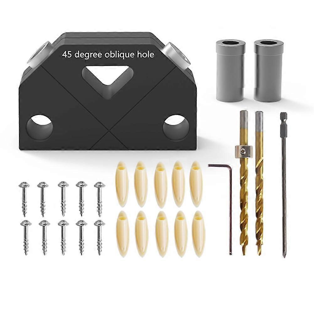 45degree angled hole punch locator, woodworking drill locator, punching assistant, positioning tool for woodworking tools, 9.5 mm, easy to use.