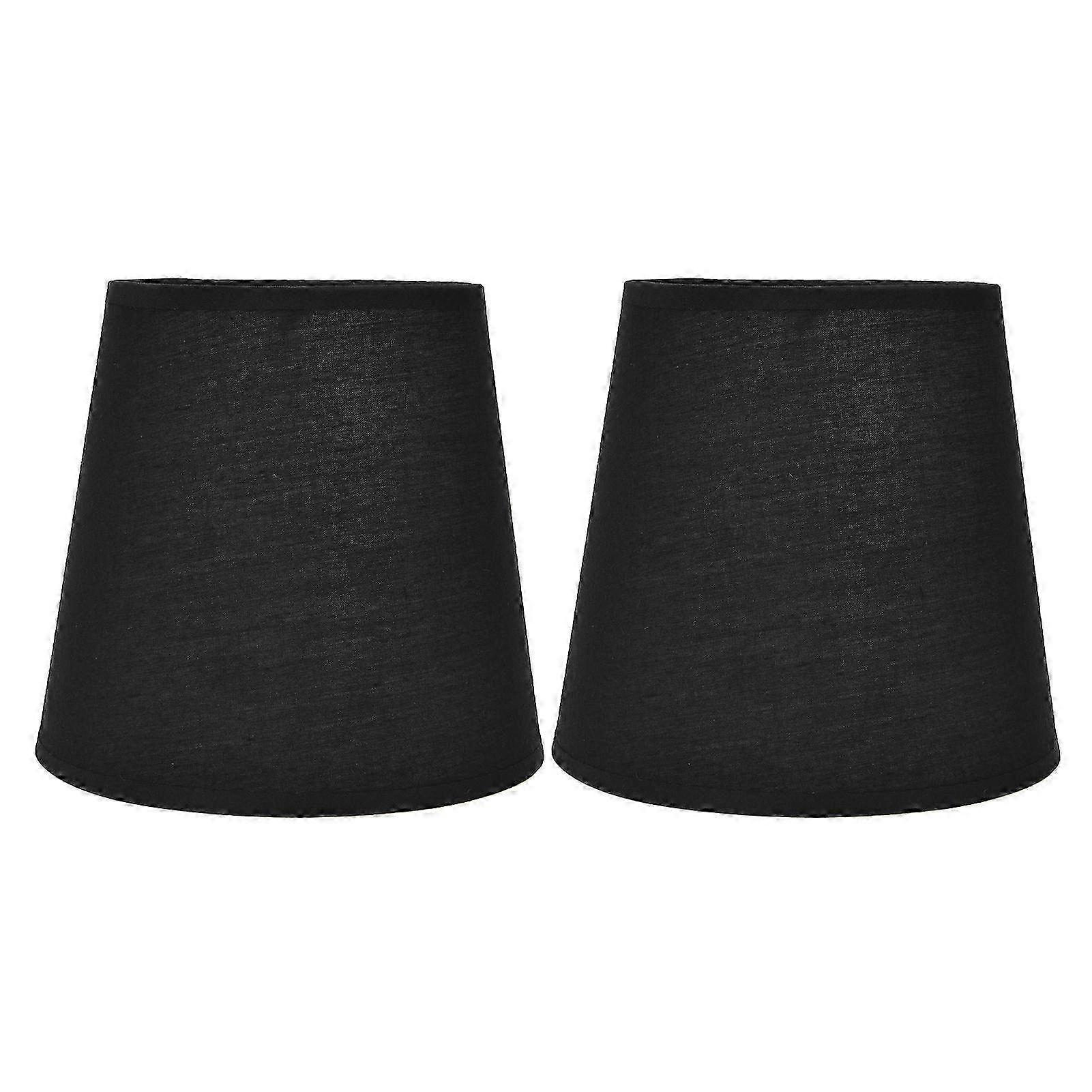 2-Piece European Style Fabric Lamp Shades for E14 Chandeliers, Table & Floor Lamps - Stylish Black Lighting D��cor