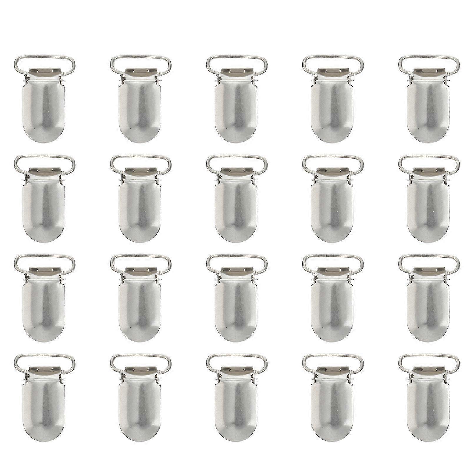 20pcs 20mm Staples Pacifier Clip with Strap Hooks Suspenders