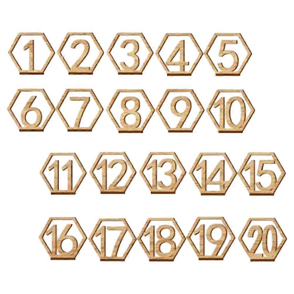 Wooden Table Number Sign for Wedding Reception Banquets Display 20 Pieces Light Brown