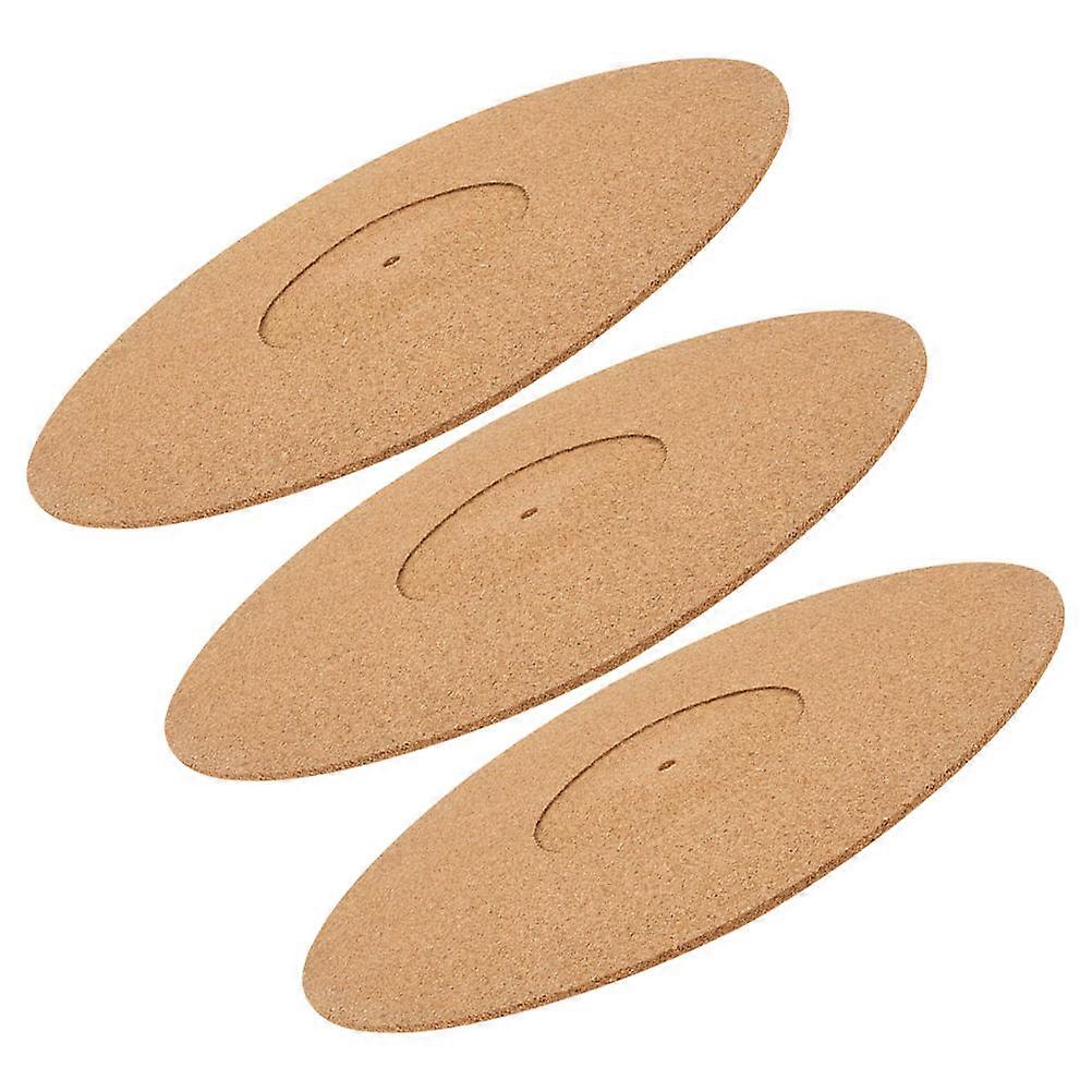 3pcs Cork Turntable Mat for Vibration Reduction Soft Slipmat for Vinyl Players to Enhance Sound Quality