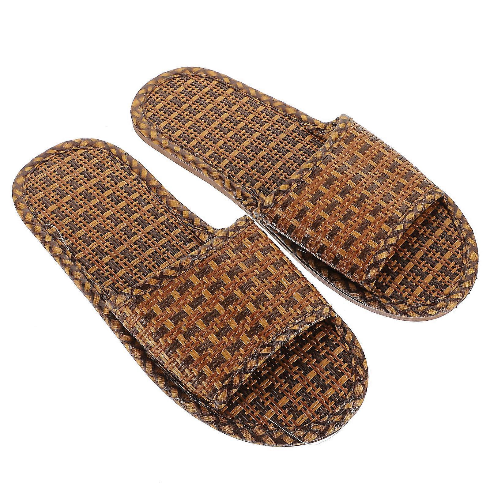 Bamboo Straw Slippers for Home Use Lightweight Comfortable OpenToe Sandals with AntiSlip Sole Size 42/43