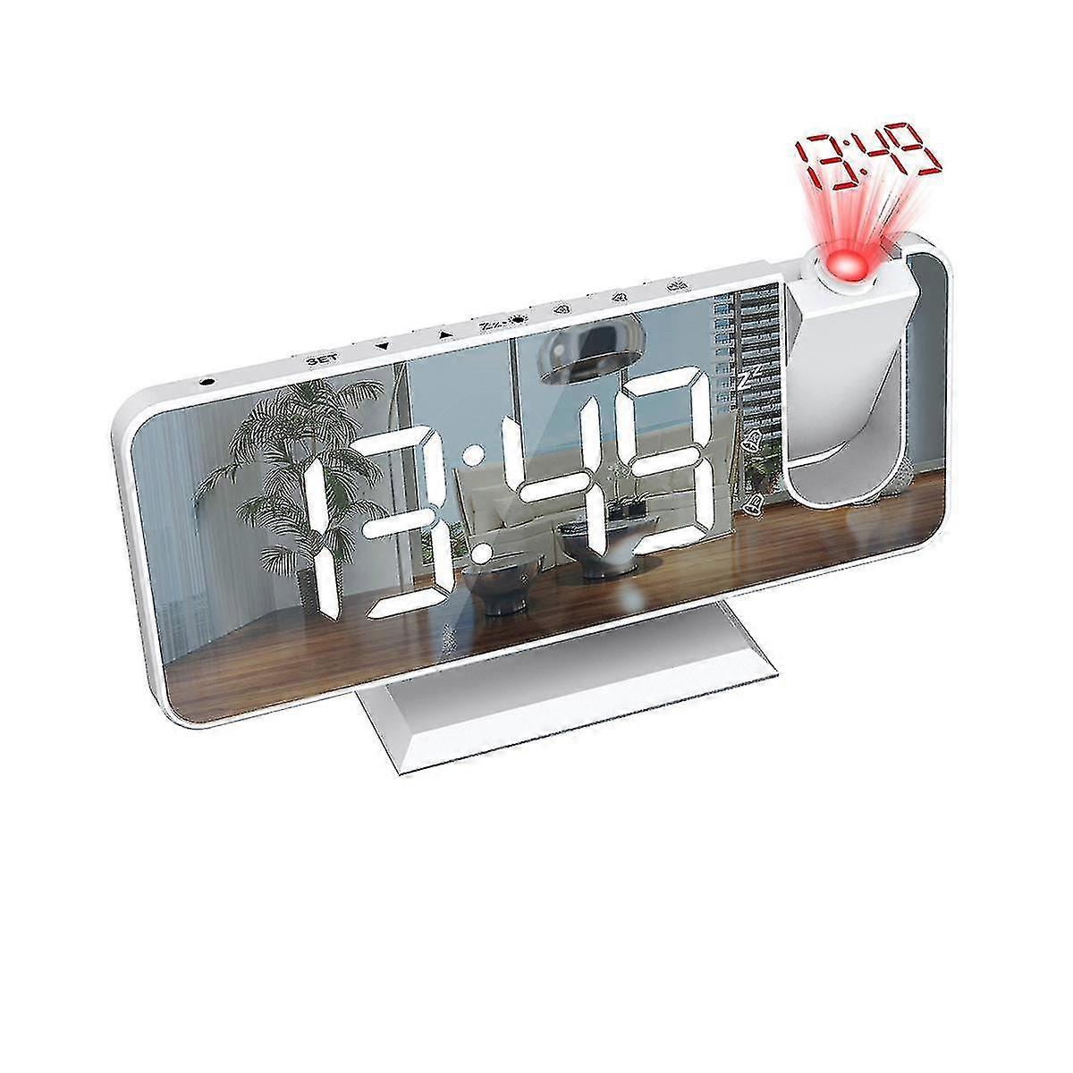 LED Digital Smart Alarm Clock, 180° Projection, Adjustable Brightness, Power Failure Battery Backup