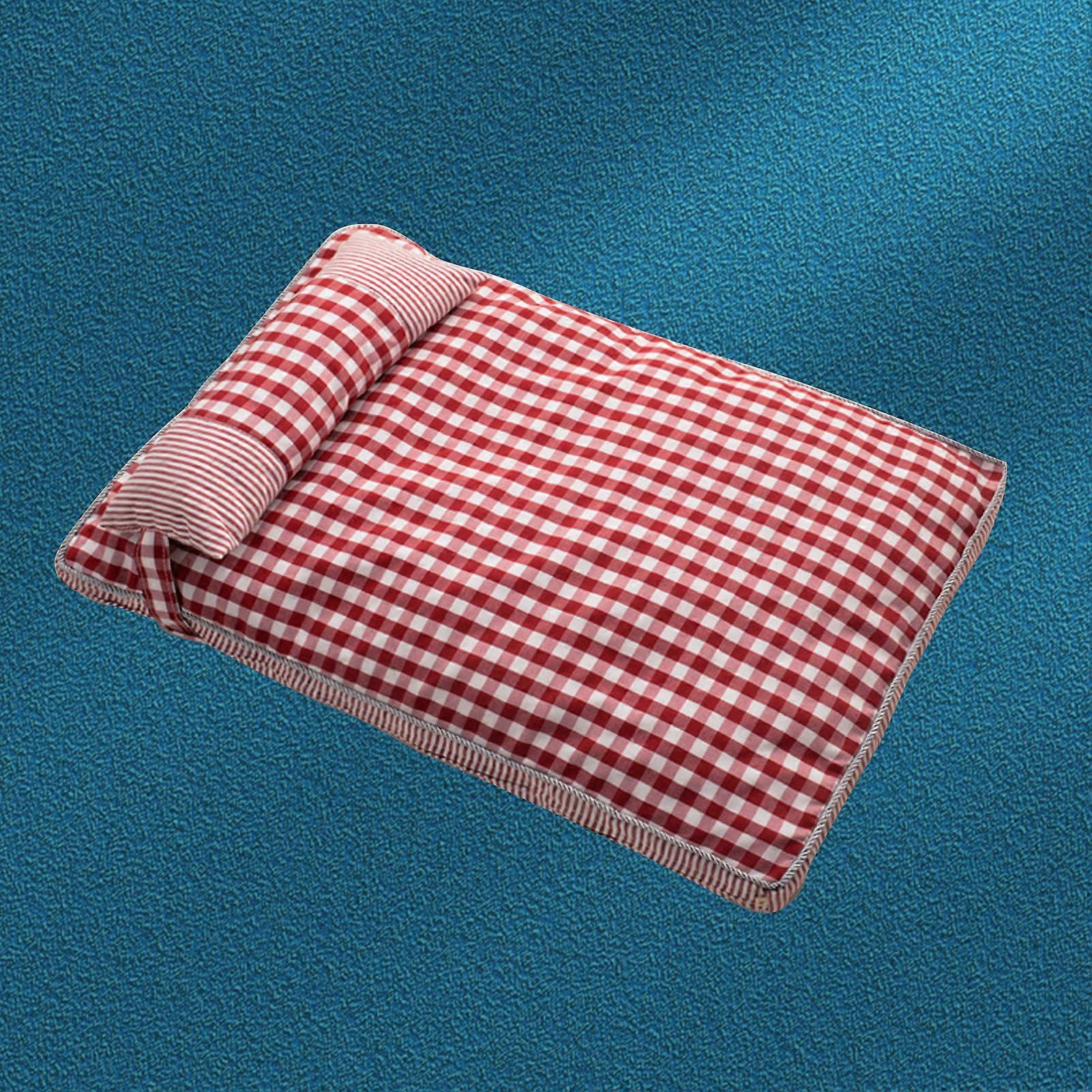 Dog Sofa Bed Removable Washable Soft Plaid Pet Bed Deep Red S