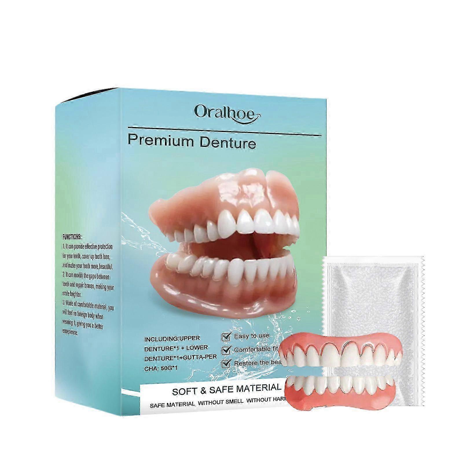 DIY Denture Kit - Complete Top & Bottom False Teeth Set for Men & Women, Customizable Fake Teeth for Eating & Smiling, Premium Resin Dental Kit