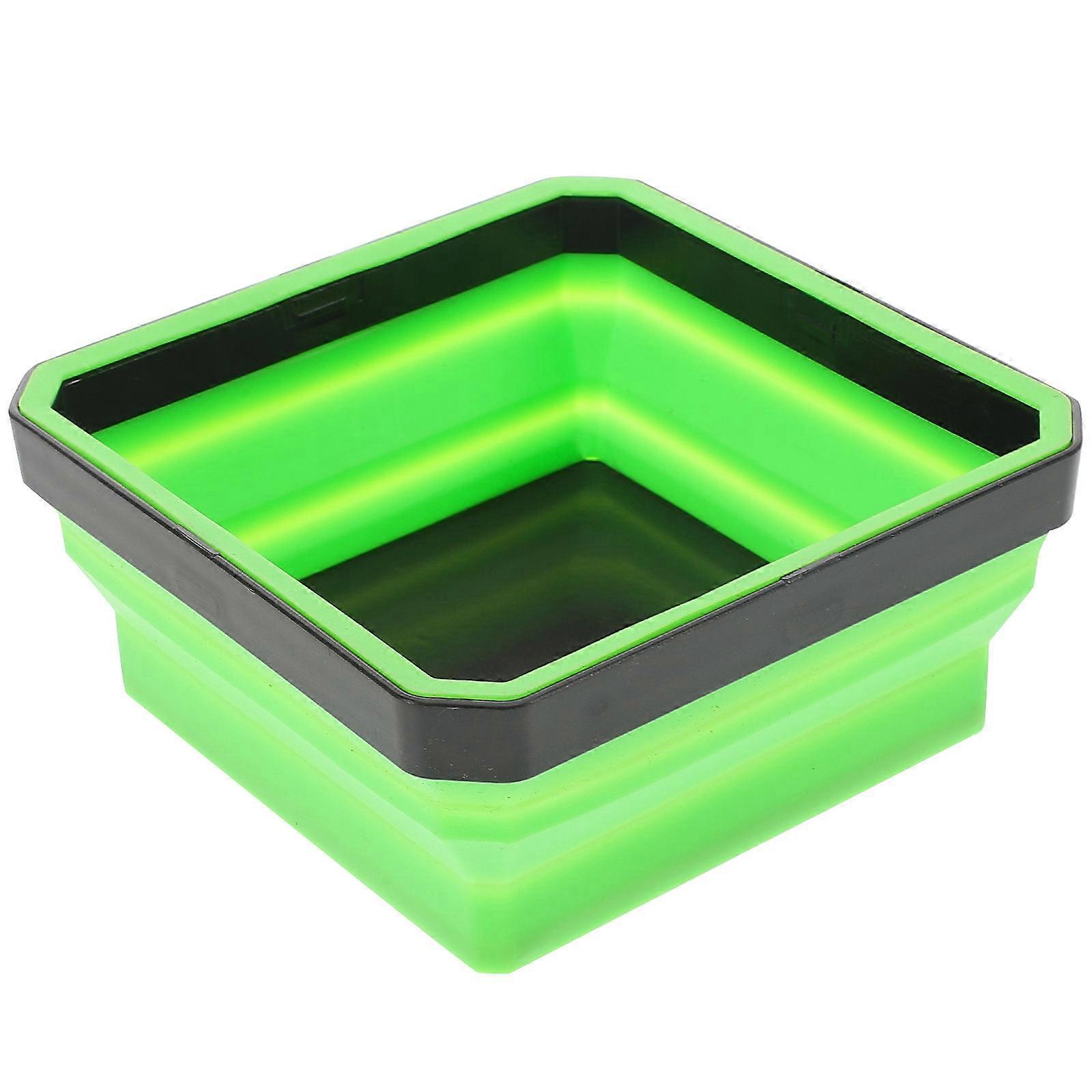 Collapsible Magnetic Parts Tray Square Design Organizing DIY Projects Green Silicone 1Set