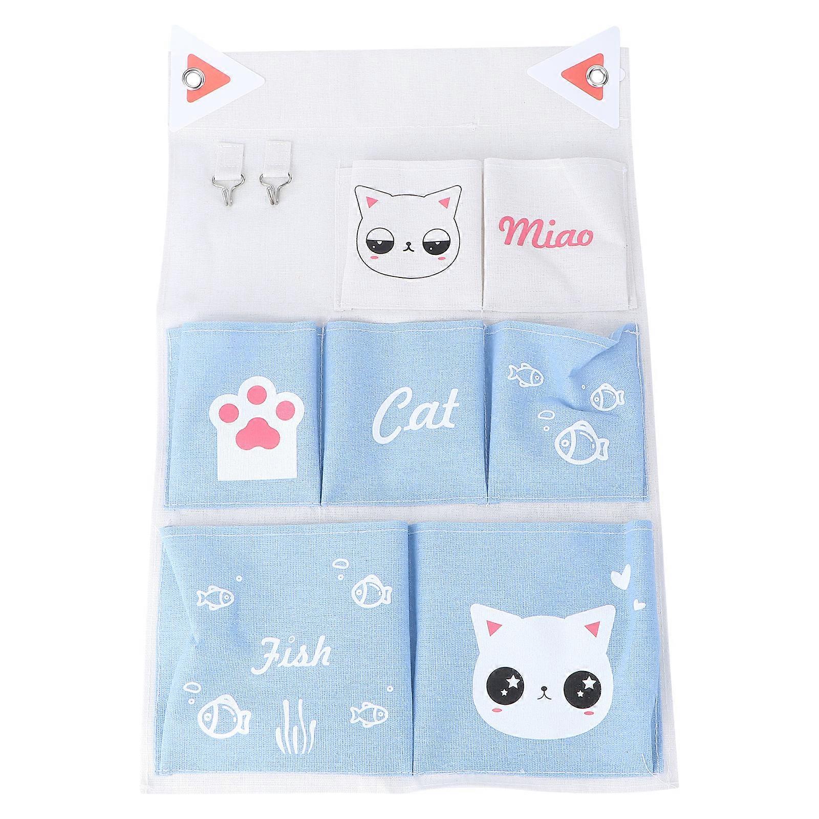 Multi-pocket Cotton Linen Wall-side Storage Bag For Sofa Chair Armrest 54X34CM Unique Sundry Organizer 1Pack