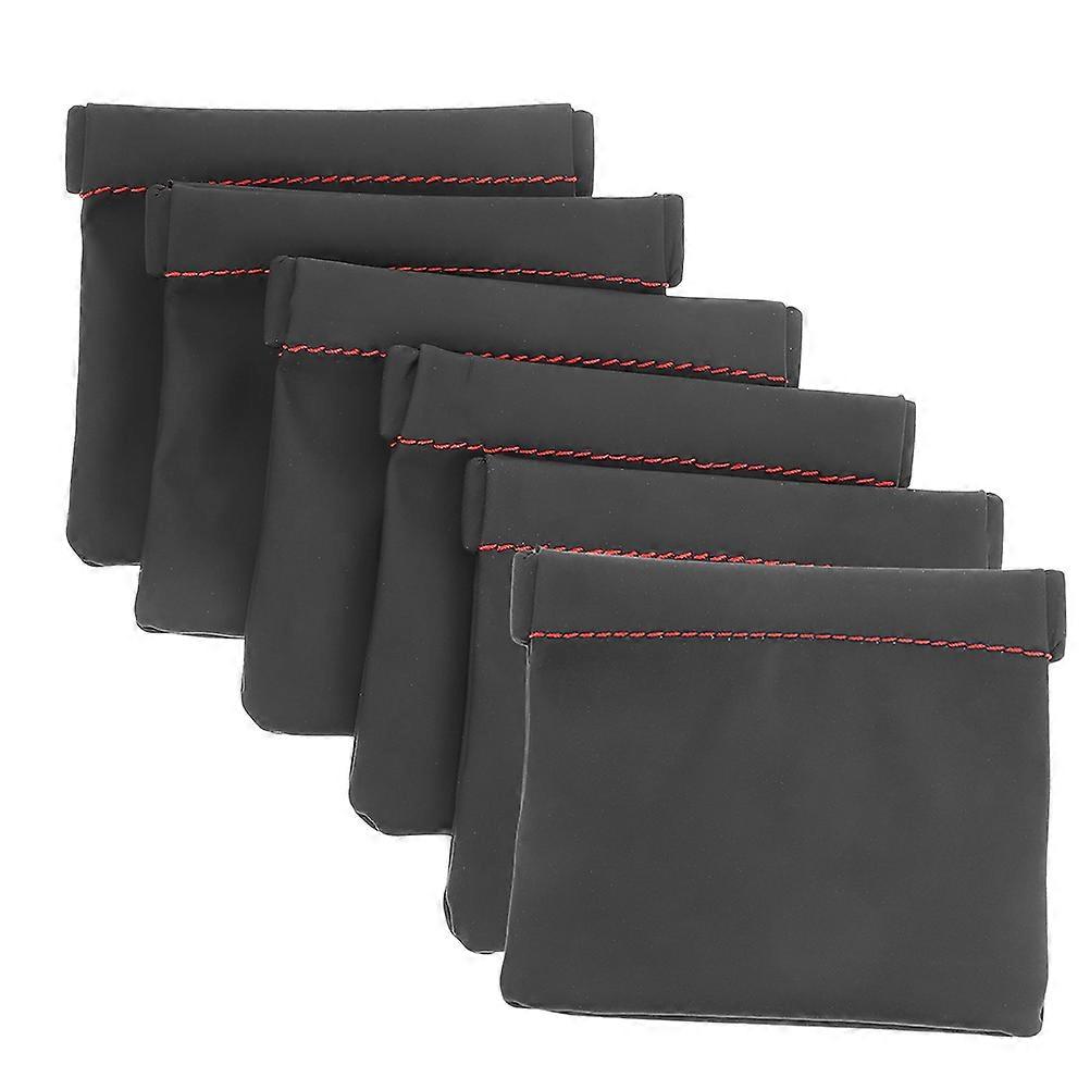 Durable PU Change Carrying Bag for Small Items Organizer Pouch Black 6pcs