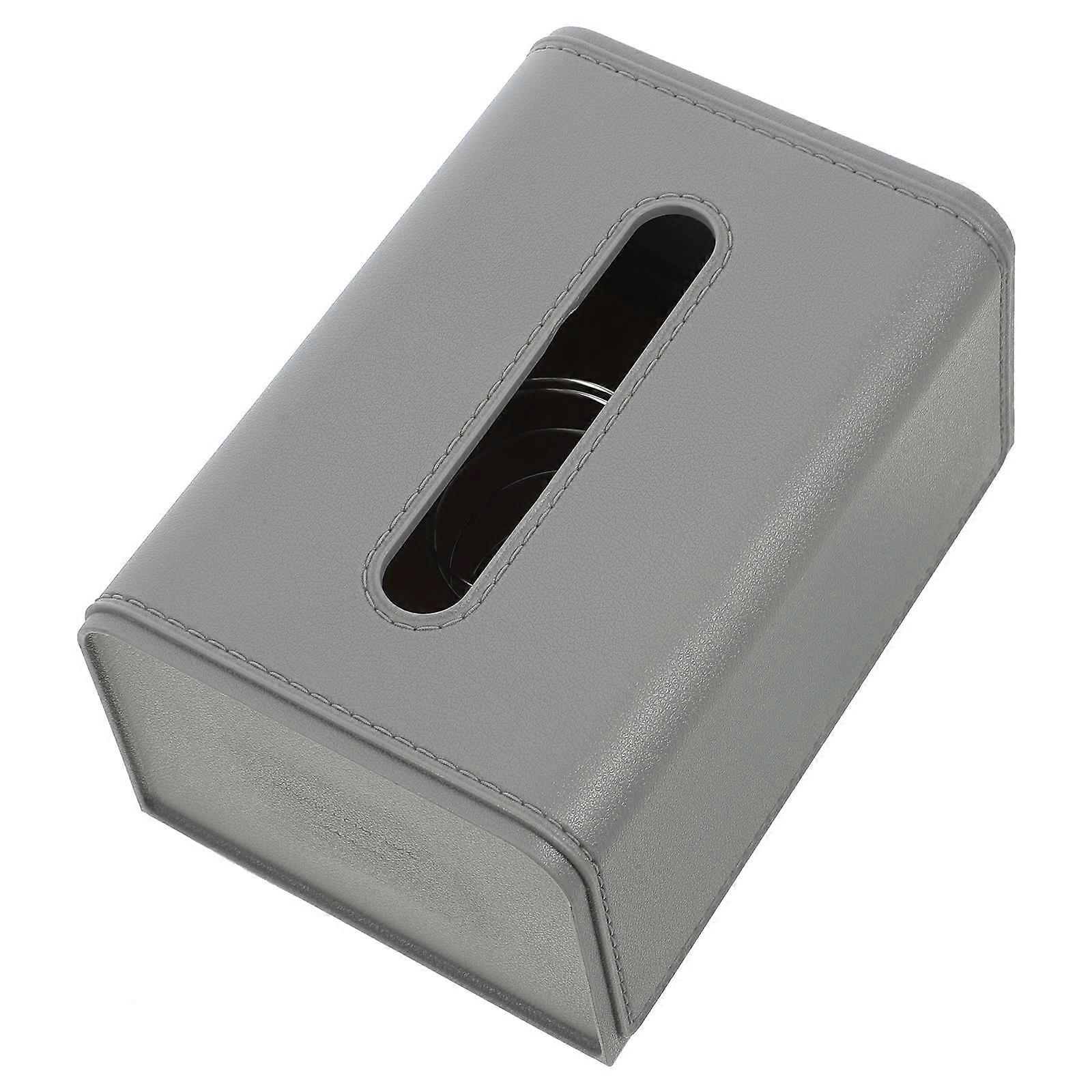 Tissue Box Holder Grey Tpe with Napkin Storage Case and Soft Smooth Texture