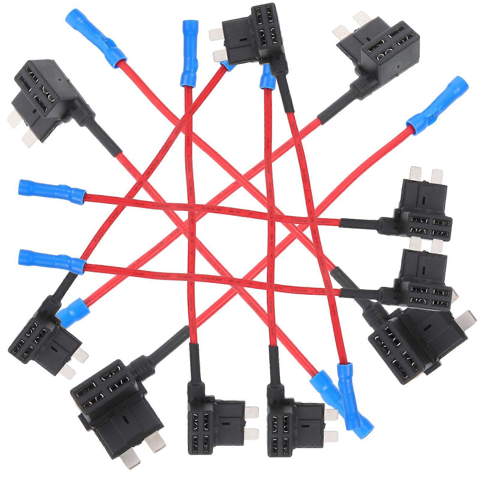 Durable 10pcs Inline Fuse Holder Adapter for Car Use with High-Grade Copper and ABS Material Multi