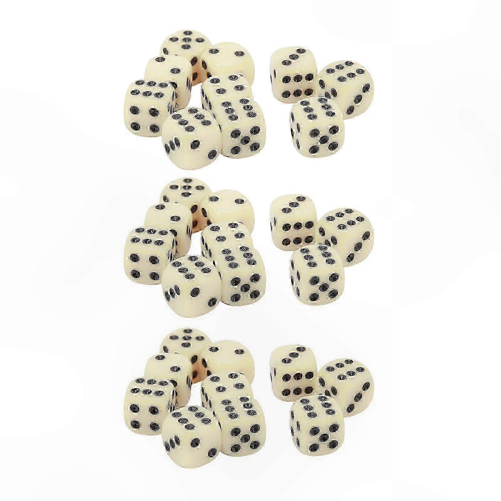 30PCS Dice Set 16MM Plastic 6 Sided Round Corners Dice Cubes for Table Games Board Games Beige